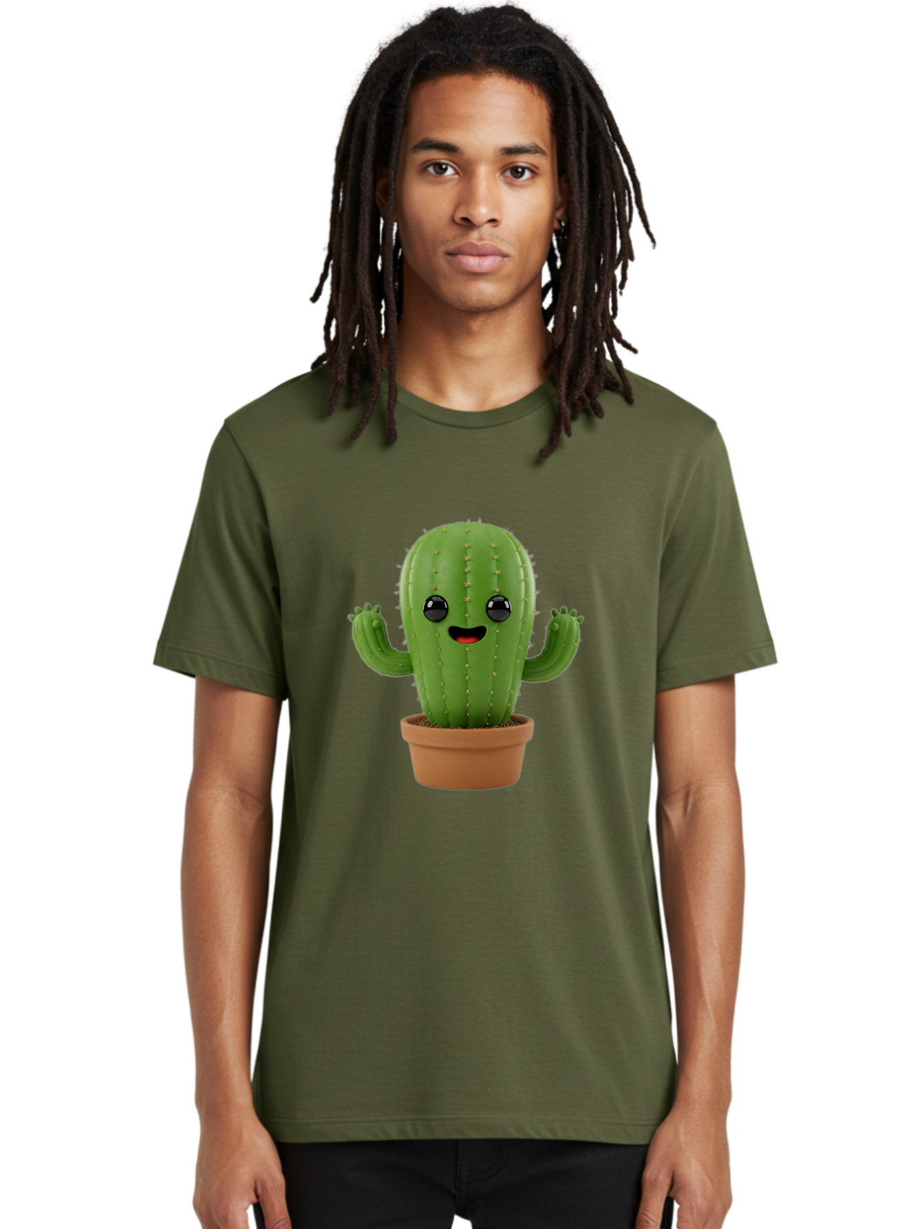Cactus-3 Men'S Graphic Tee, 100% Cotton, Comfortable Casual Summer Wear, Machine Washable, Cartoon Cactus, Potted Cactus, Playful Plant, Friendly Cactus, Adorable Character, Quirky Decoration, Digital Art, Fun Design, Happy Face, Cartoon Style Bac725