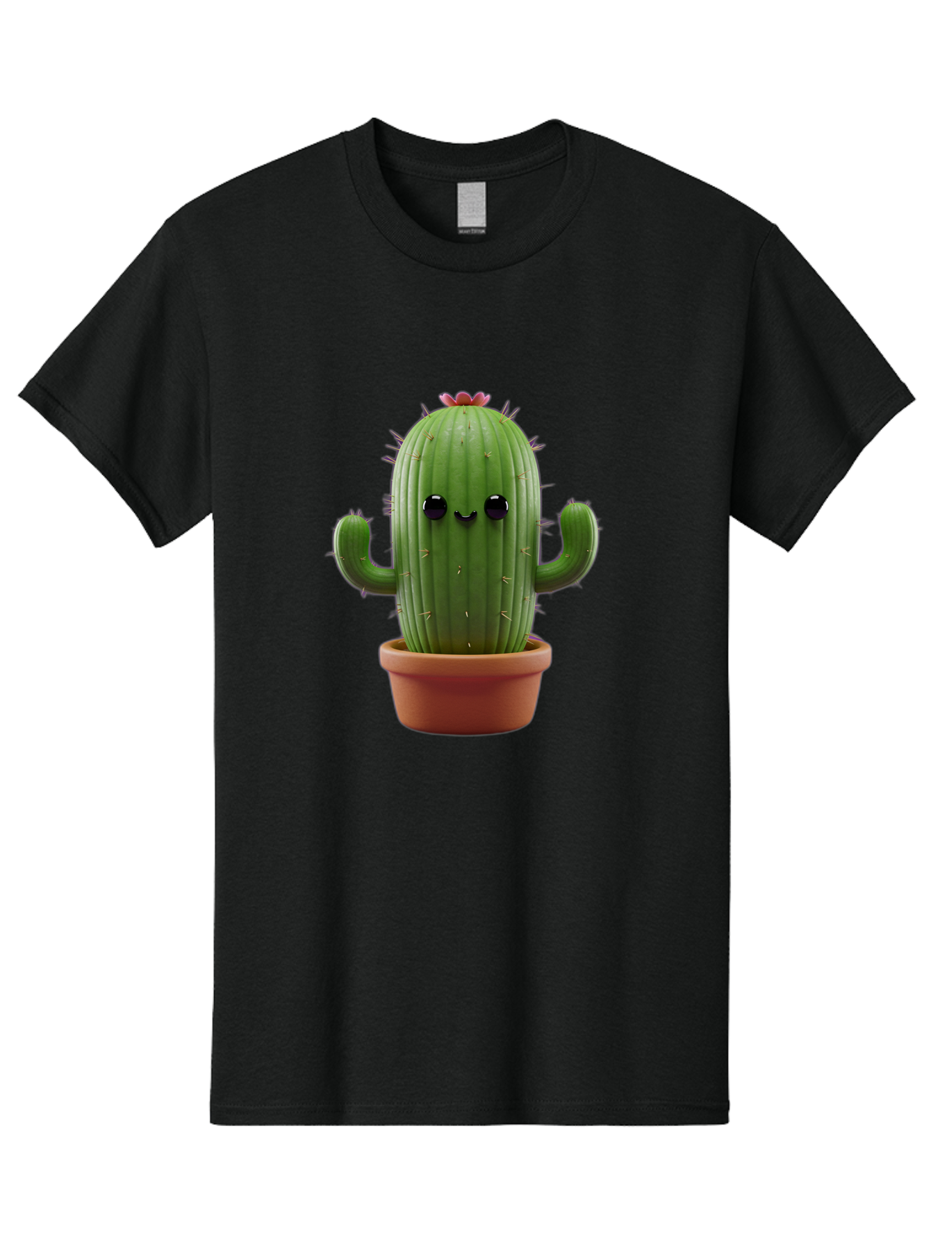 Cactus-4 Men'S Graphic Tee, 100% Cotton, Comfortable Casual Summer Wear, Machine Washable, Cute Cactus, Potted Plant, Cartoon Character, Desert Flora, Funny Face, Small Arms, Spiky Texture, Kawaii Style, Terracotta Pot, Digital Illustration Bac726