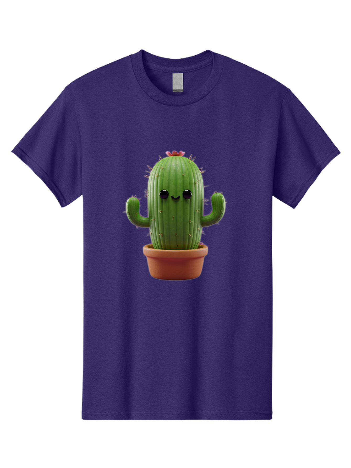 Cactus-4 Men'S Graphic Tee, 100% Cotton, Comfortable Casual Summer Wear, Machine Washable, Cute Cactus, Potted Plant, Cartoon Character, Desert Flora, Funny Face, Small Arms, Spiky Texture, Kawaii Style, Terracotta Pot, Digital Illustration Bac726