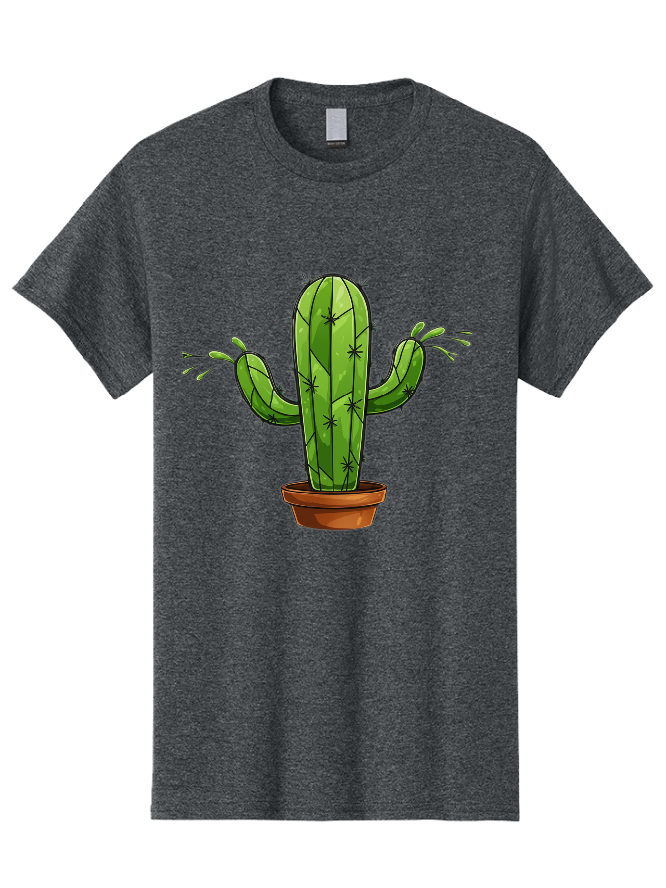 Cactus-5 Men'S Graphic Tee, 100% Cotton, Comfortable Casual Summer Wear, Machine Washable, Potted Cactus, Cartoon Cactus, Cactus Plant, Green Cactus, Terracotta Pot, Prickly Cactus, Desert Plant, Houseplant, Succulent, Cactus Illustration, Bac727