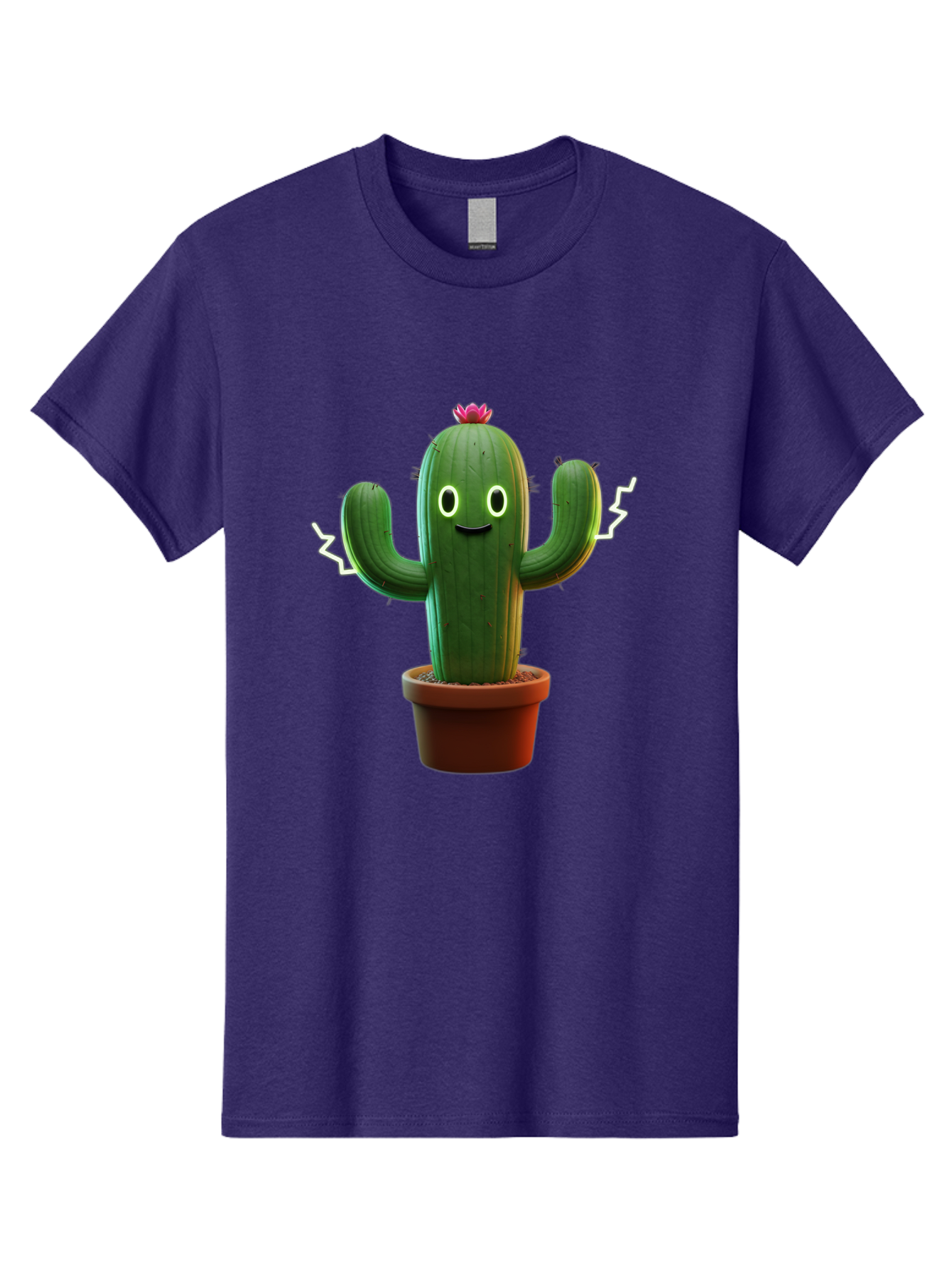 Cactus-6 Men'S Graphic Tee, 100% Cotton, Comfortable Casual Summer Wear, Machine Washable, Cartoon Cactus, Happy Cactus, Cactus Character, Potted Cactus, Desert Plant, Kawaii Cactus, Cactus With Face, Glowing Eyes, Cute Cactus, Funny Cactus Bac728