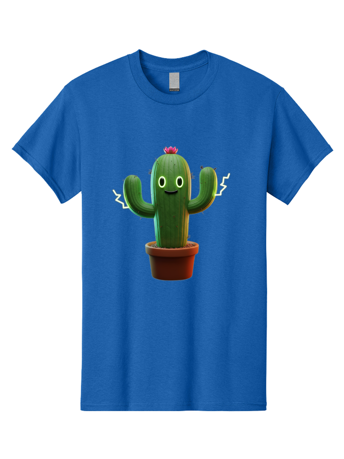 Cactus-6 Men'S Graphic Tee, 100% Cotton, Comfortable Casual Summer Wear, Machine Washable, Cartoon Cactus, Happy Cactus, Cactus Character, Potted Cactus, Desert Plant, Kawaii Cactus, Cactus With Face, Glowing Eyes, Cute Cactus, Funny Cactus Bac728