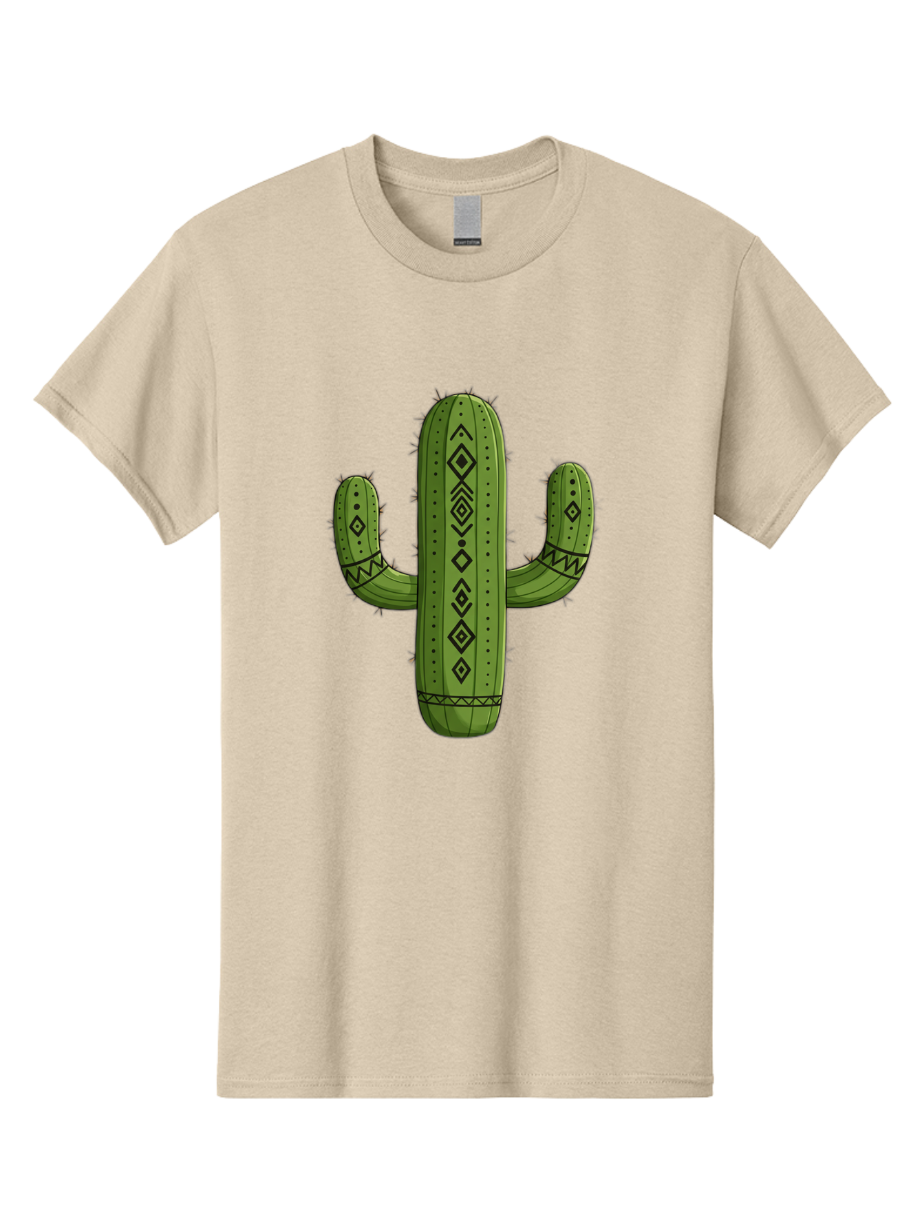 Cactus-7 Men'S Graphic Tee, 100% Cotton, Comfortable Casual Summer Wear, Machine Washable, Cartoon Cactus, Tribal Cactus, Cactus Illustration, Southwestern Art, Bohemian Decor, Cactus Graphics, Desert Plant, Prickly Pear Cactus, Unique Design, Bac729
