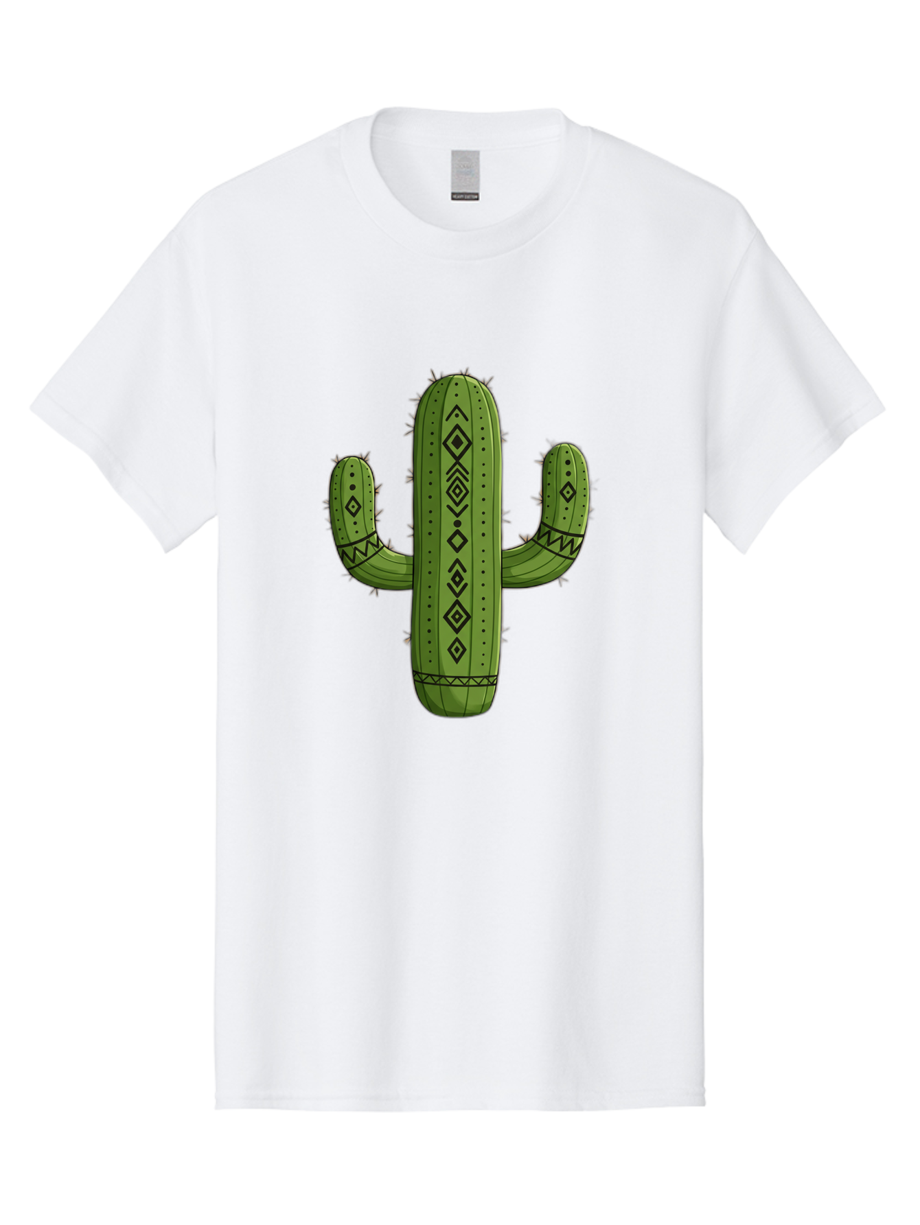 Cactus-7 Men'S Graphic Tee, 100% Cotton, Comfortable Casual Summer Wear, Machine Washable, Cartoon Cactus, Tribal Cactus, Cactus Illustration, Southwestern Art, Bohemian Decor, Cactus Graphics, Desert Plant, Prickly Pear Cactus, Unique Design, Bac729