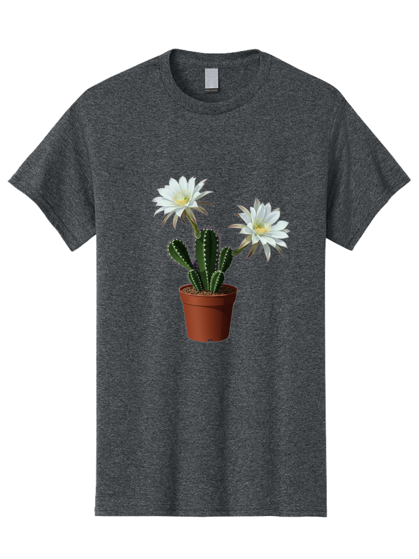 Cactus-Flowers-1 Men'S Graphic Tee, 100% Cotton, Comfortable Casual Summer Wear, Machine Washable, White Cactus Flowers, Cactus In Terracotta Pot, Desert Flora, Succulent Plants, Flowering Cacti, Indoor Plants, Potted Cactus, Blooming Cactus Bac738