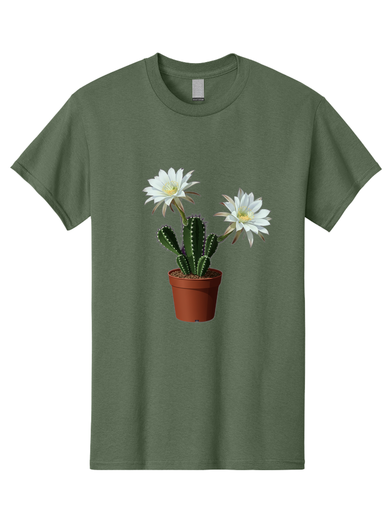 Cactus-Flowers-1 Men'S Graphic Tee, 100% Cotton, Comfortable Casual Summer Wear, Machine Washable, White Cactus Flowers, Cactus In Terracotta Pot, Desert Flora, Succulent Plants, Flowering Cacti, Indoor Plants, Potted Cactus, Blooming Cactus Bac738