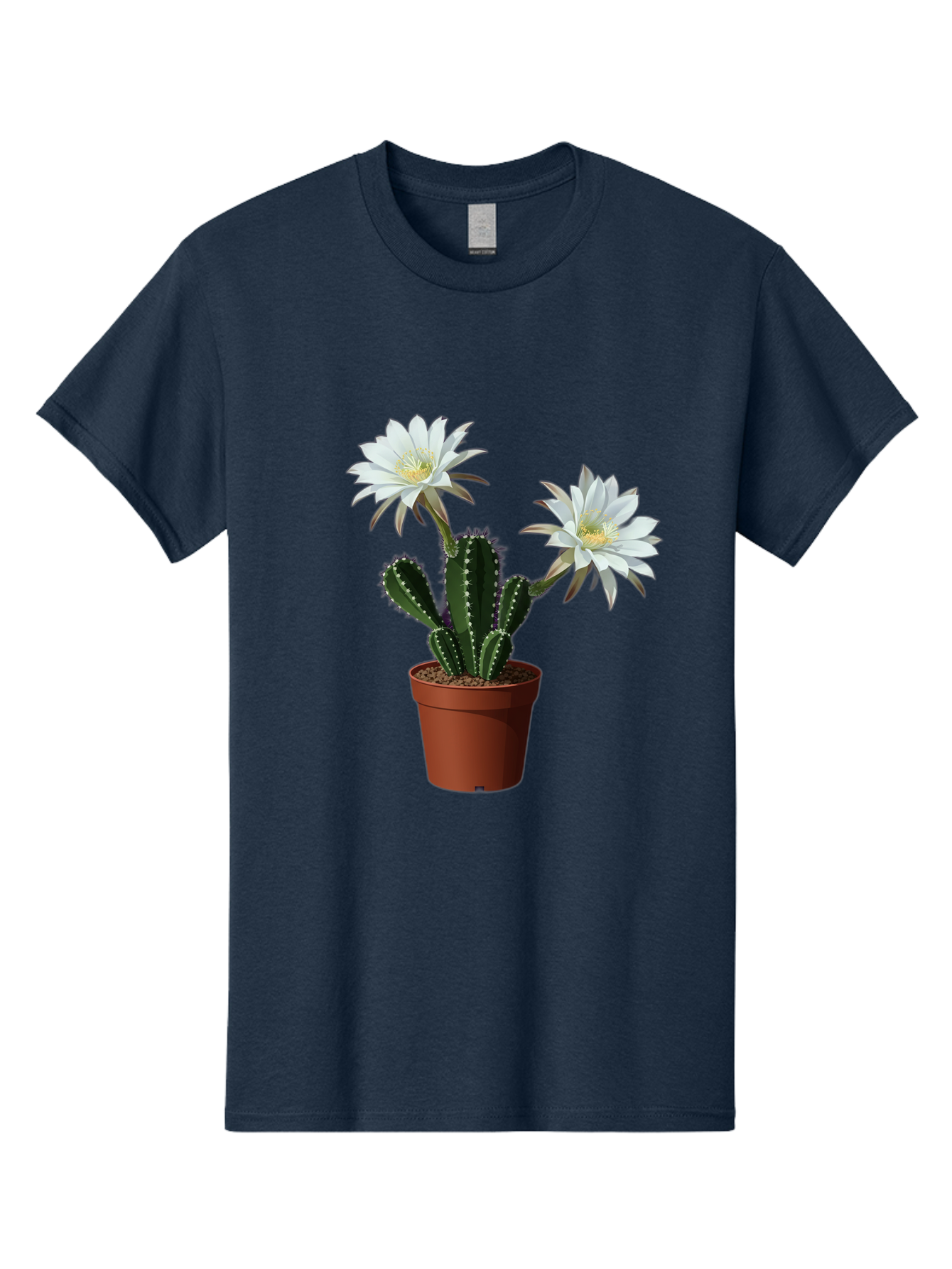 Cactus-Flowers-1 Men'S Graphic Tee, 100% Cotton, Comfortable Casual Summer Wear, Machine Washable, White Cactus Flowers, Cactus In Terracotta Pot, Desert Flora, Succulent Plants, Flowering Cacti, Indoor Plants, Potted Cactus, Blooming Cactus Bac738