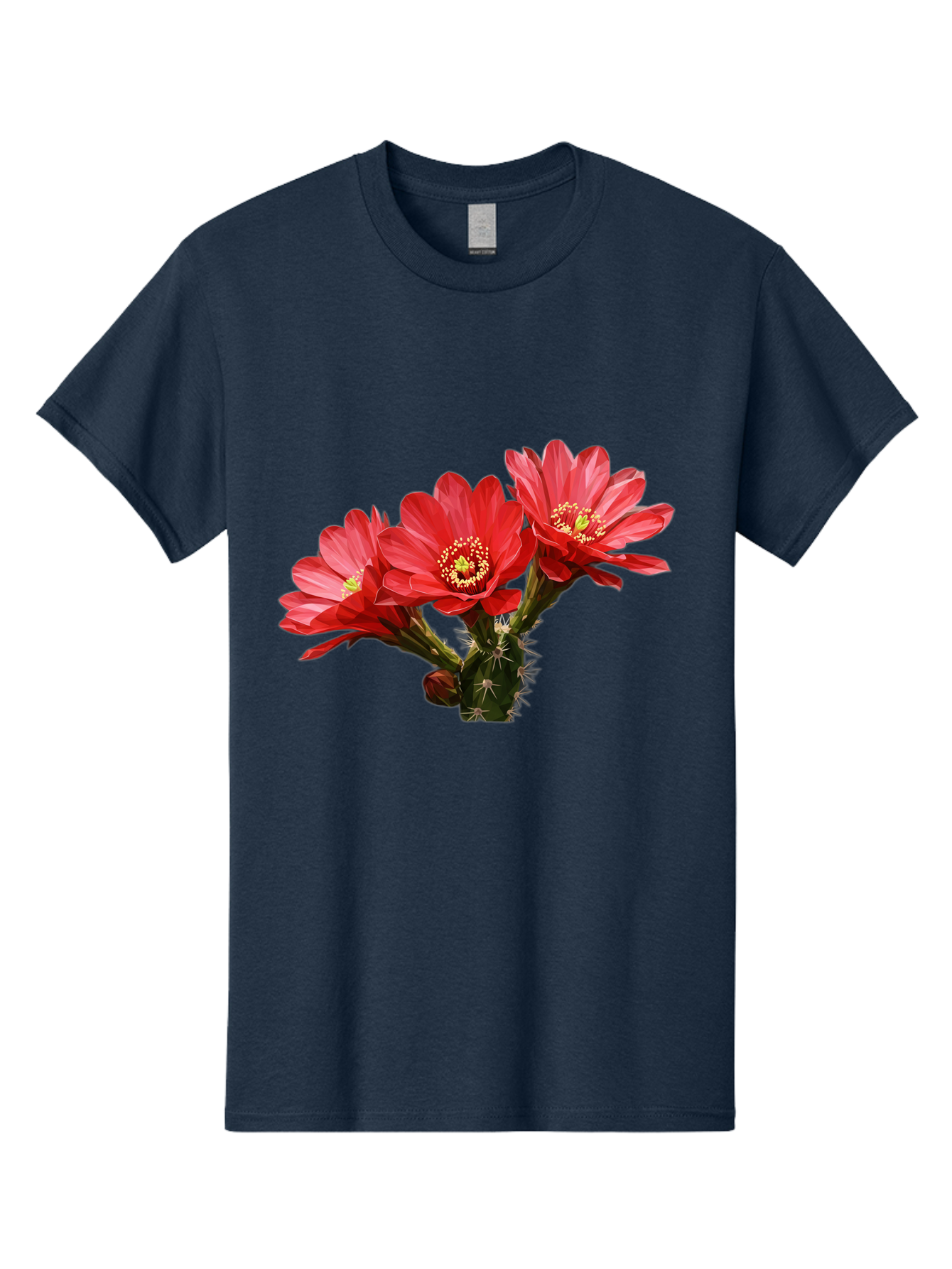 Cactus-Flowers Men'S Graphic Tee, 100% Cotton, Comfortable Casual Summer Wear, Machine Washable, Red Cactus Flowers, Vibrant Petals, Yellow Stamens, Thorny Cactus, Blooming Desert Plant, Exotic Beauty, Floral Arrangement, Cacti With Flowers Bac739