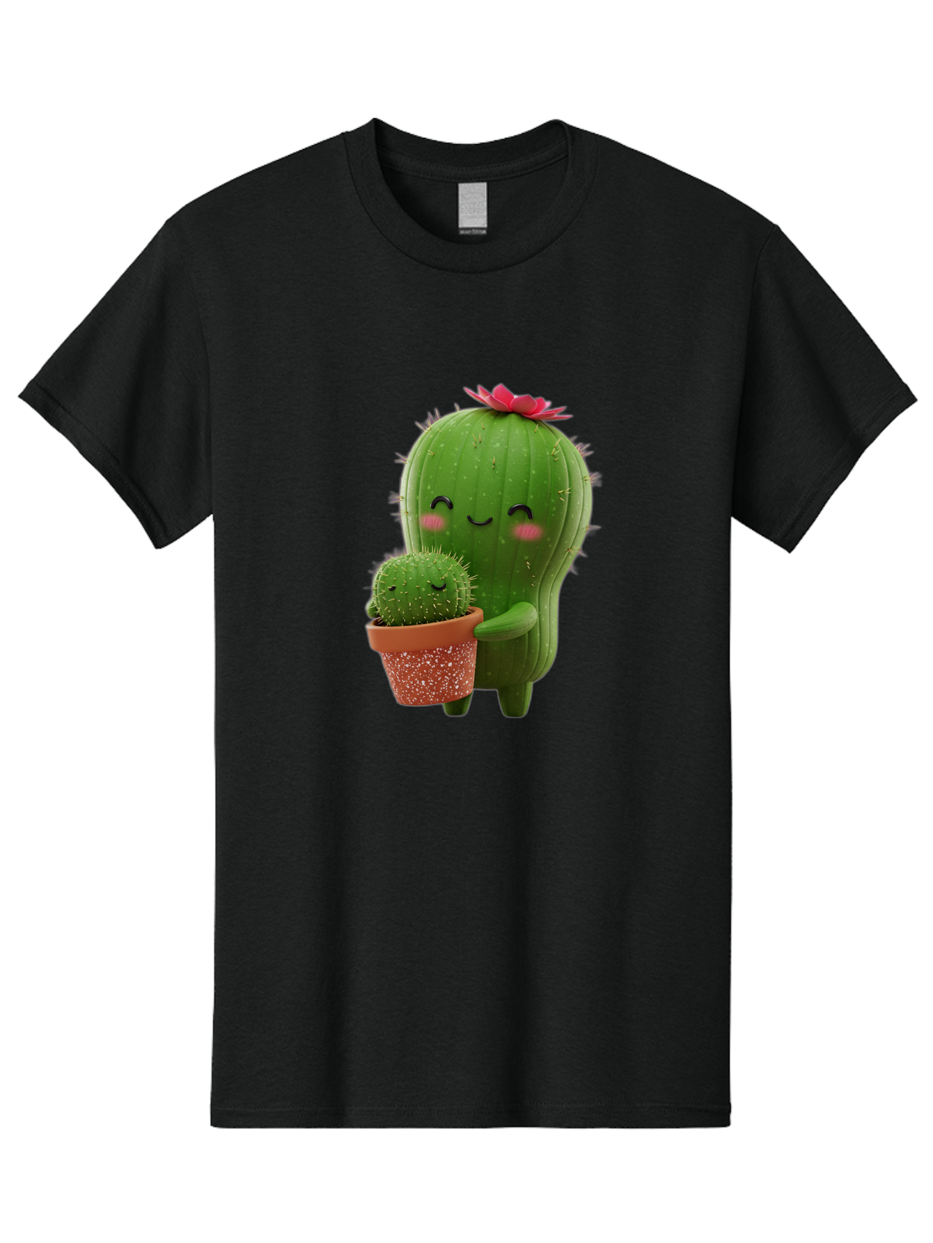 Cactus-Friends-1 Men'S Graphic Tee, 100% Cotton, Comfortable Casual Summer Wear, Machine Washable, Cute Cactus, Cartoon Cacti, Smiling Cactus, Cactus With Flower, Adorable Plants, Potted Cactus, Friendly Desert Plants, Kawaii Cactus, Bac740