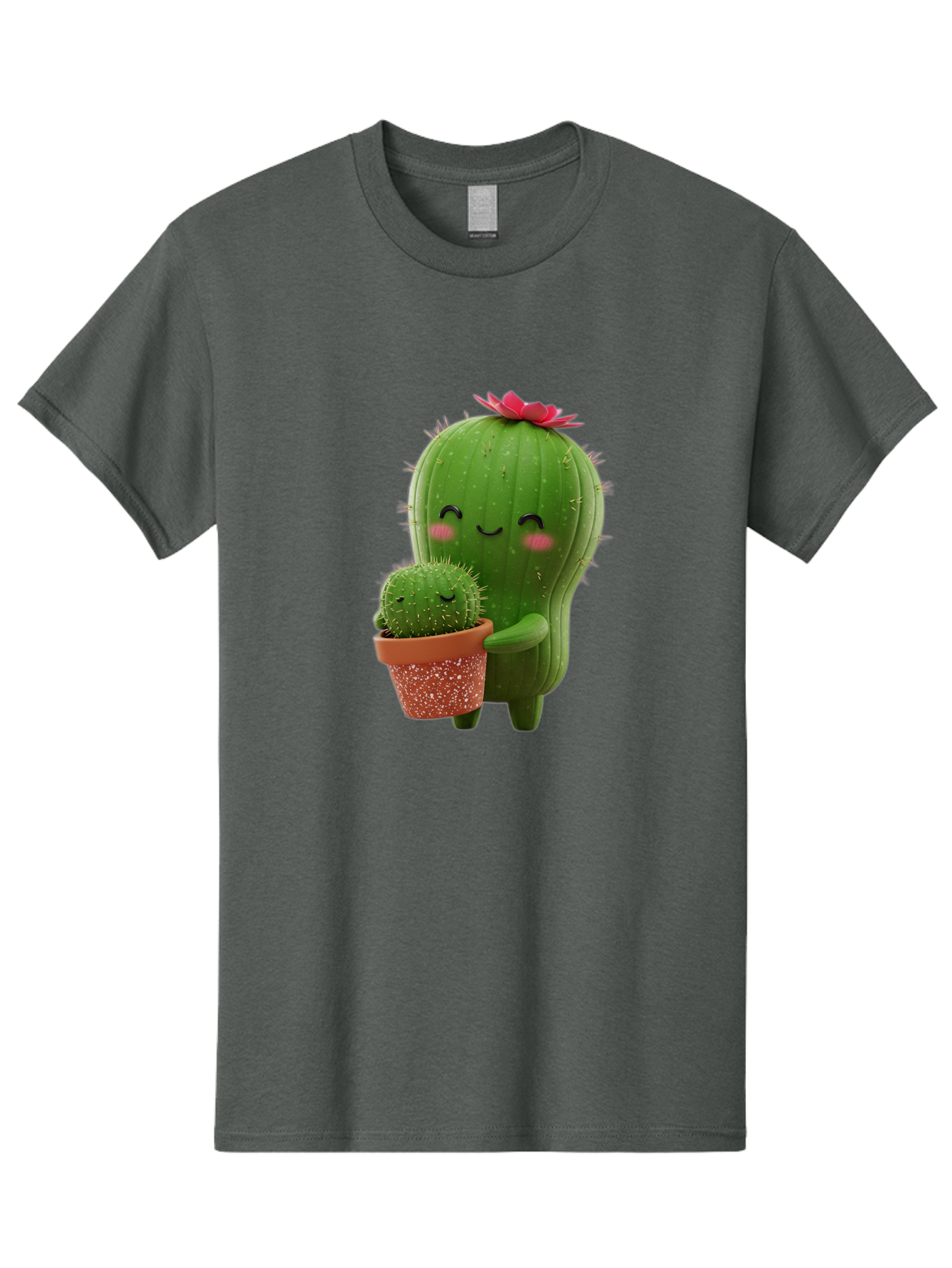Cactus-Friends-1 Men'S Graphic Tee, 100% Cotton, Comfortable Casual Summer Wear, Machine Washable, Cute Cactus, Cartoon Cacti, Smiling Cactus, Cactus With Flower, Adorable Plants, Potted Cactus, Friendly Desert Plants, Kawaii Cactus, Bac740
