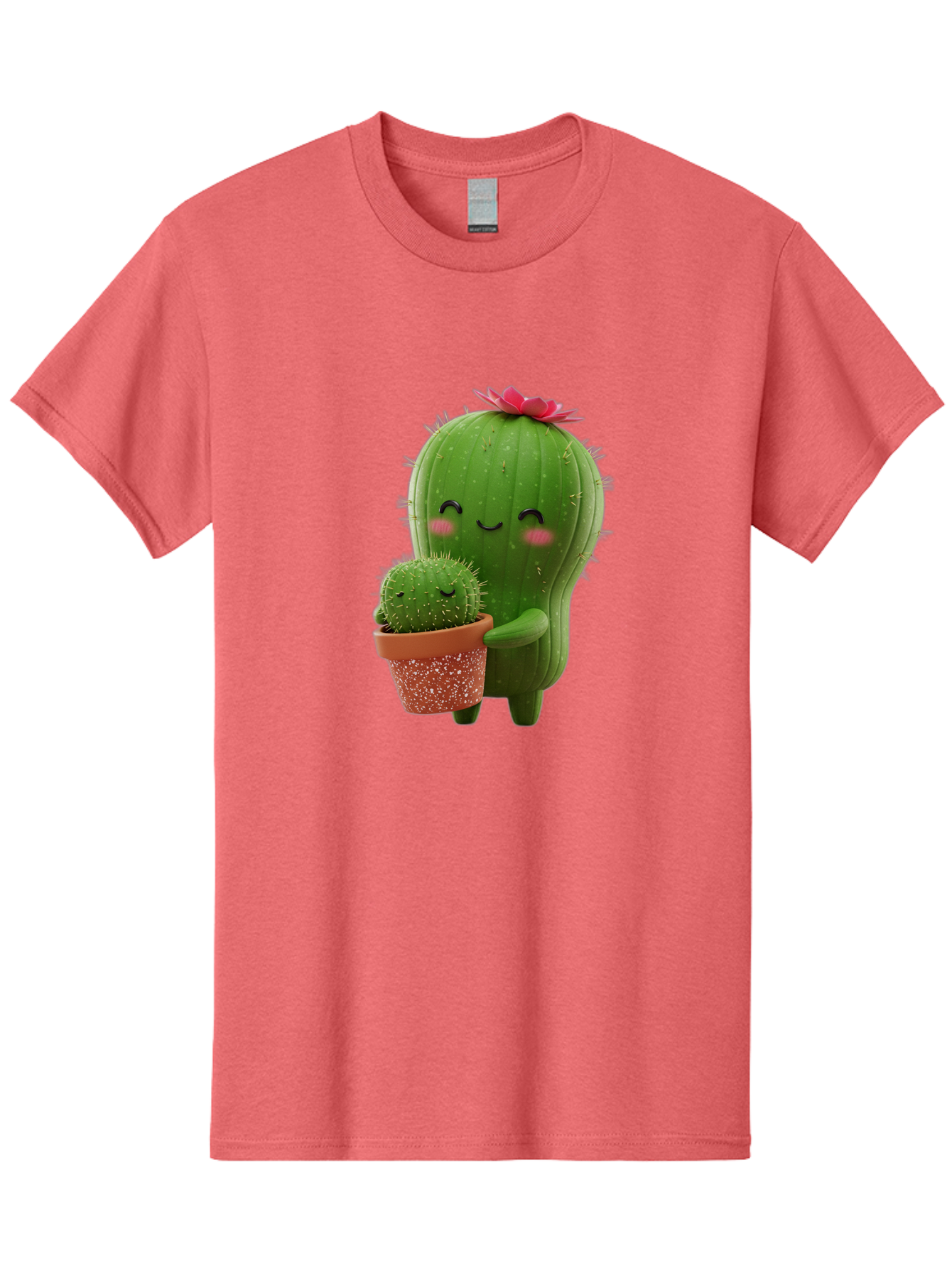 Cactus-Friends-1 Men'S Graphic Tee, 100% Cotton, Comfortable Casual Summer Wear, Machine Washable, Cute Cactus, Cartoon Cacti, Smiling Cactus, Cactus With Flower, Adorable Plants, Potted Cactus, Friendly Desert Plants, Kawaii Cactus, Bac740