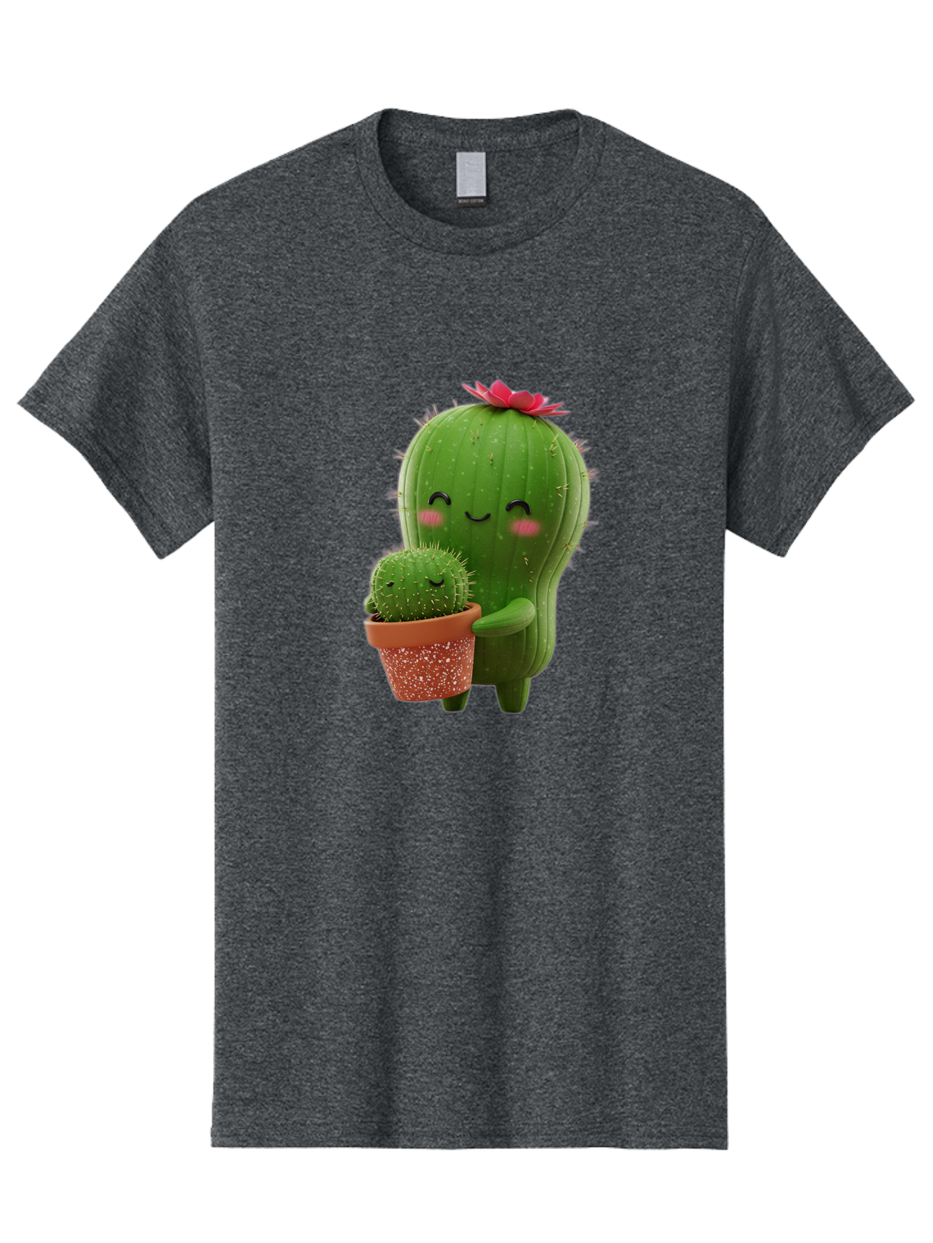 Cactus-Friends-1 Men'S Graphic Tee, 100% Cotton, Comfortable Casual Summer Wear, Machine Washable, Cute Cactus, Cartoon Cacti, Smiling Cactus, Cactus With Flower, Adorable Plants, Potted Cactus, Friendly Desert Plants, Kawaii Cactus, Bac740