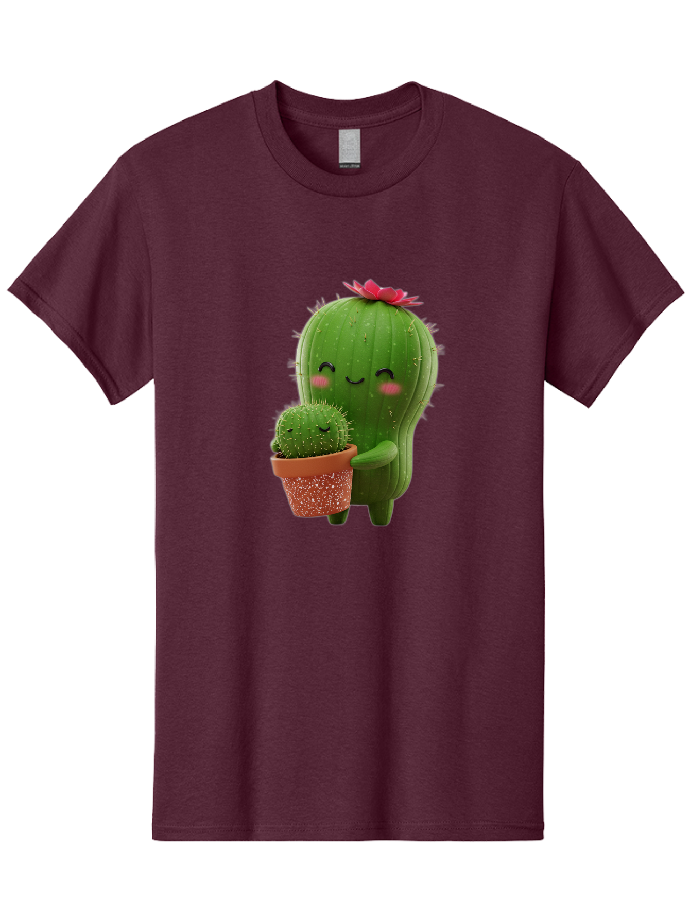 Cactus-Friends-1 Men'S Graphic Tee, 100% Cotton, Comfortable Casual Summer Wear, Machine Washable, Cute Cactus, Cartoon Cacti, Smiling Cactus, Cactus With Flower, Adorable Plants, Potted Cactus, Friendly Desert Plants, Kawaii Cactus, Bac740