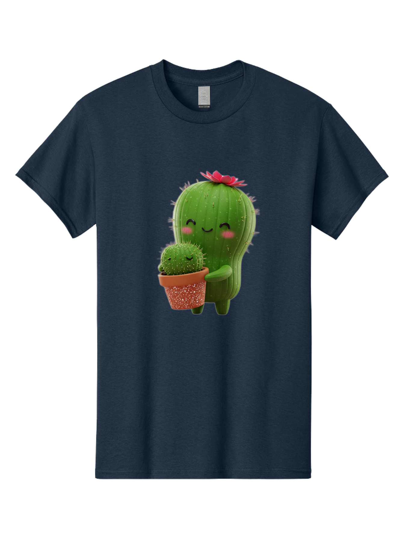 Cactus-Friends-1 Men'S Graphic Tee, 100% Cotton, Comfortable Casual Summer Wear, Machine Washable, Cute Cactus, Cartoon Cacti, Smiling Cactus, Cactus With Flower, Adorable Plants, Potted Cactus, Friendly Desert Plants, Kawaii Cactus, Bac740