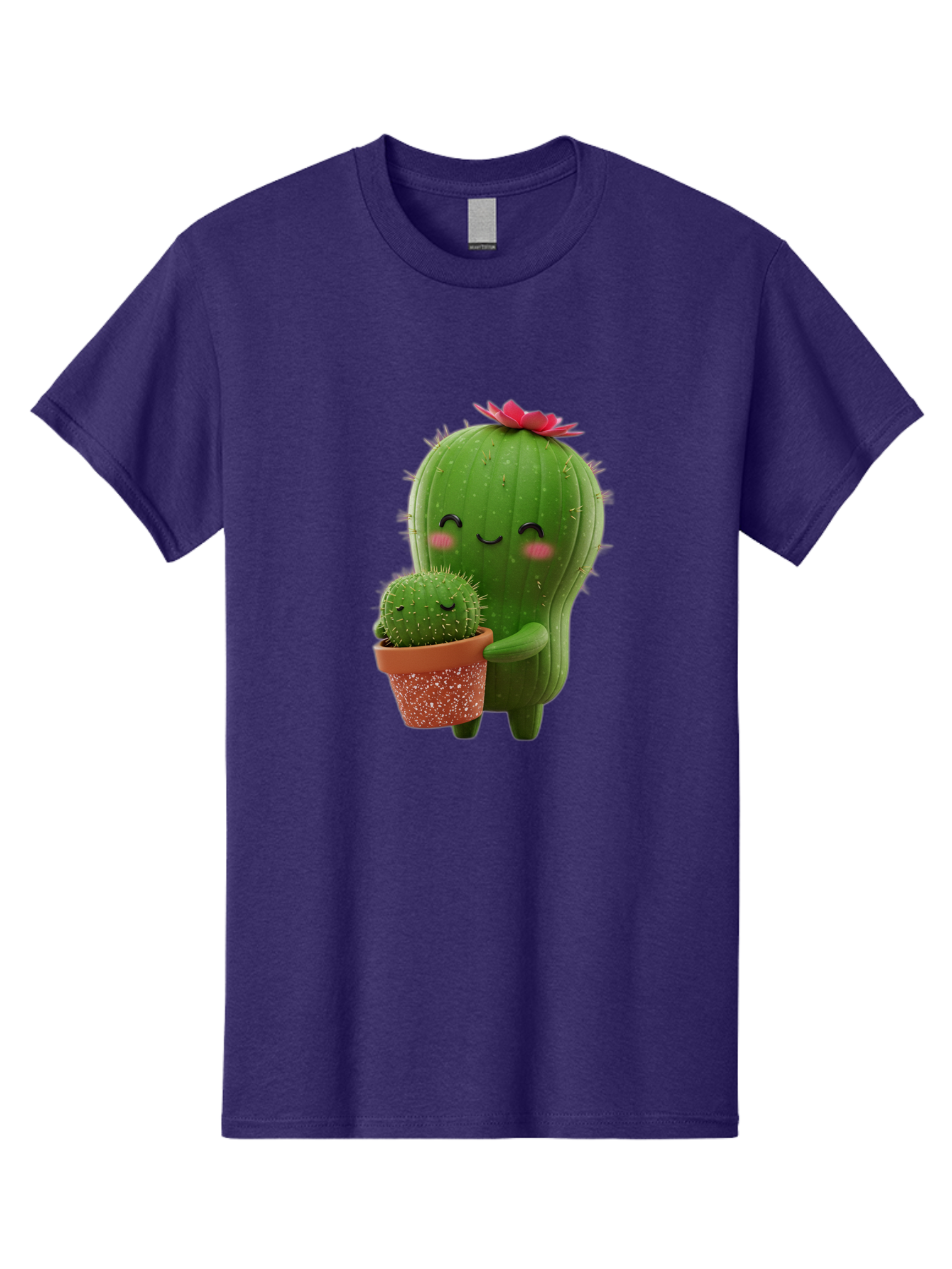 Cactus-Friends-1 Men'S Graphic Tee, 100% Cotton, Comfortable Casual Summer Wear, Machine Washable, Cute Cactus, Cartoon Cacti, Smiling Cactus, Cactus With Flower, Adorable Plants, Potted Cactus, Friendly Desert Plants, Kawaii Cactus, Bac740