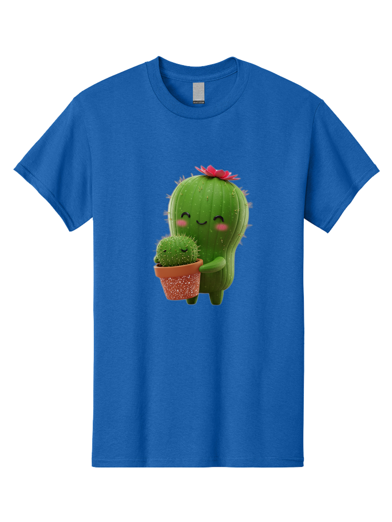 Cactus-Friends-1 Men'S Graphic Tee, 100% Cotton, Comfortable Casual Summer Wear, Machine Washable, Cute Cactus, Cartoon Cacti, Smiling Cactus, Cactus With Flower, Adorable Plants, Potted Cactus, Friendly Desert Plants, Kawaii Cactus, Bac740