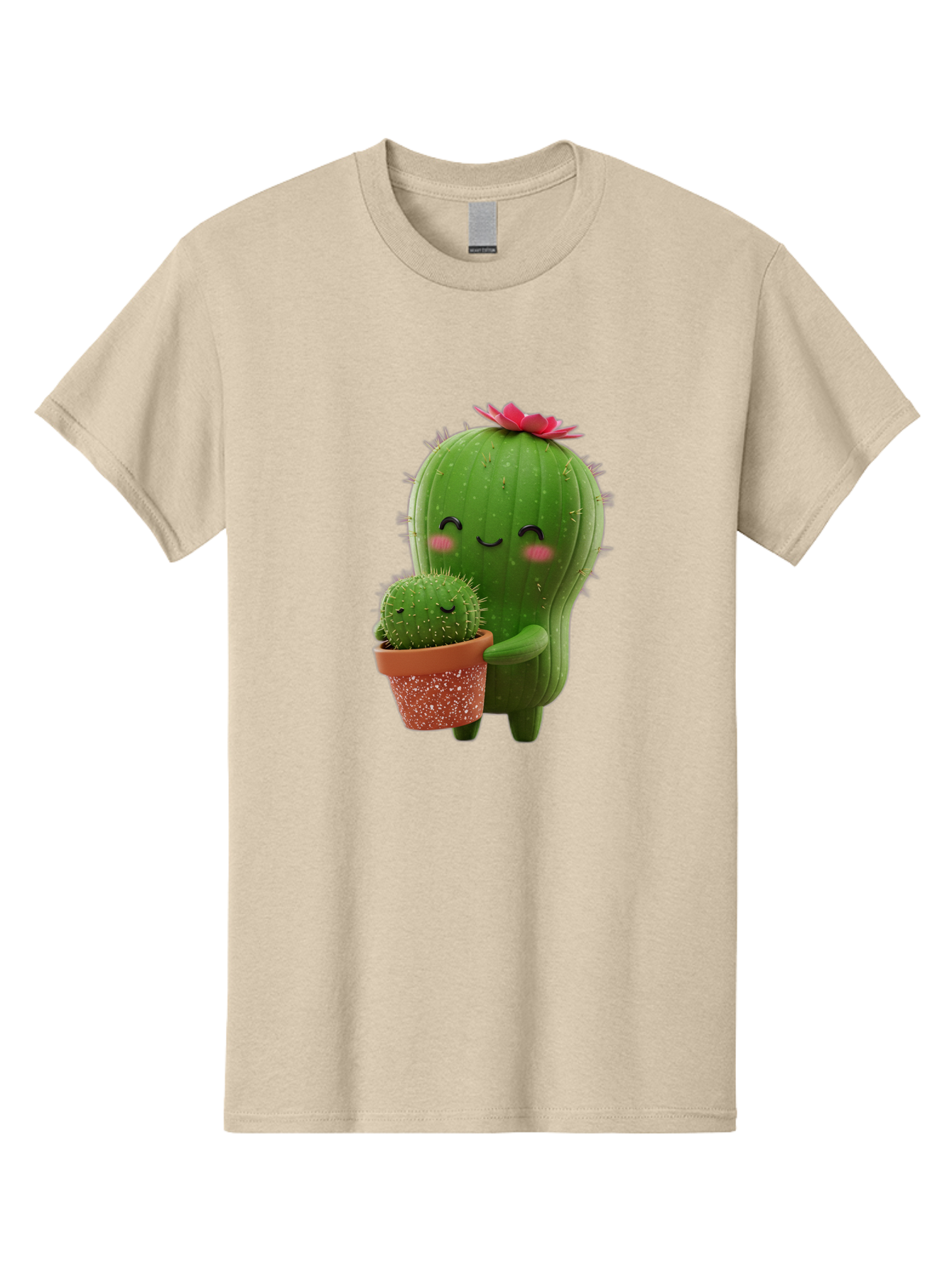Cactus-Friends-1 Men'S Graphic Tee, 100% Cotton, Comfortable Casual Summer Wear, Machine Washable, Cute Cactus, Cartoon Cacti, Smiling Cactus, Cactus With Flower, Adorable Plants, Potted Cactus, Friendly Desert Plants, Kawaii Cactus, Bac740