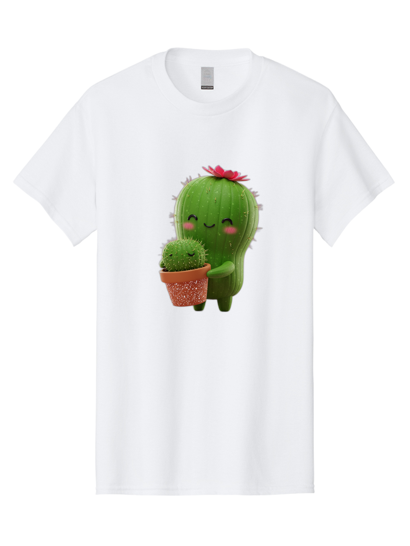 Cactus-Friends-1 Men'S Graphic Tee, 100% Cotton, Comfortable Casual Summer Wear, Machine Washable, Cute Cactus, Cartoon Cacti, Smiling Cactus, Cactus With Flower, Adorable Plants, Potted Cactus, Friendly Desert Plants, Kawaii Cactus, Bac740