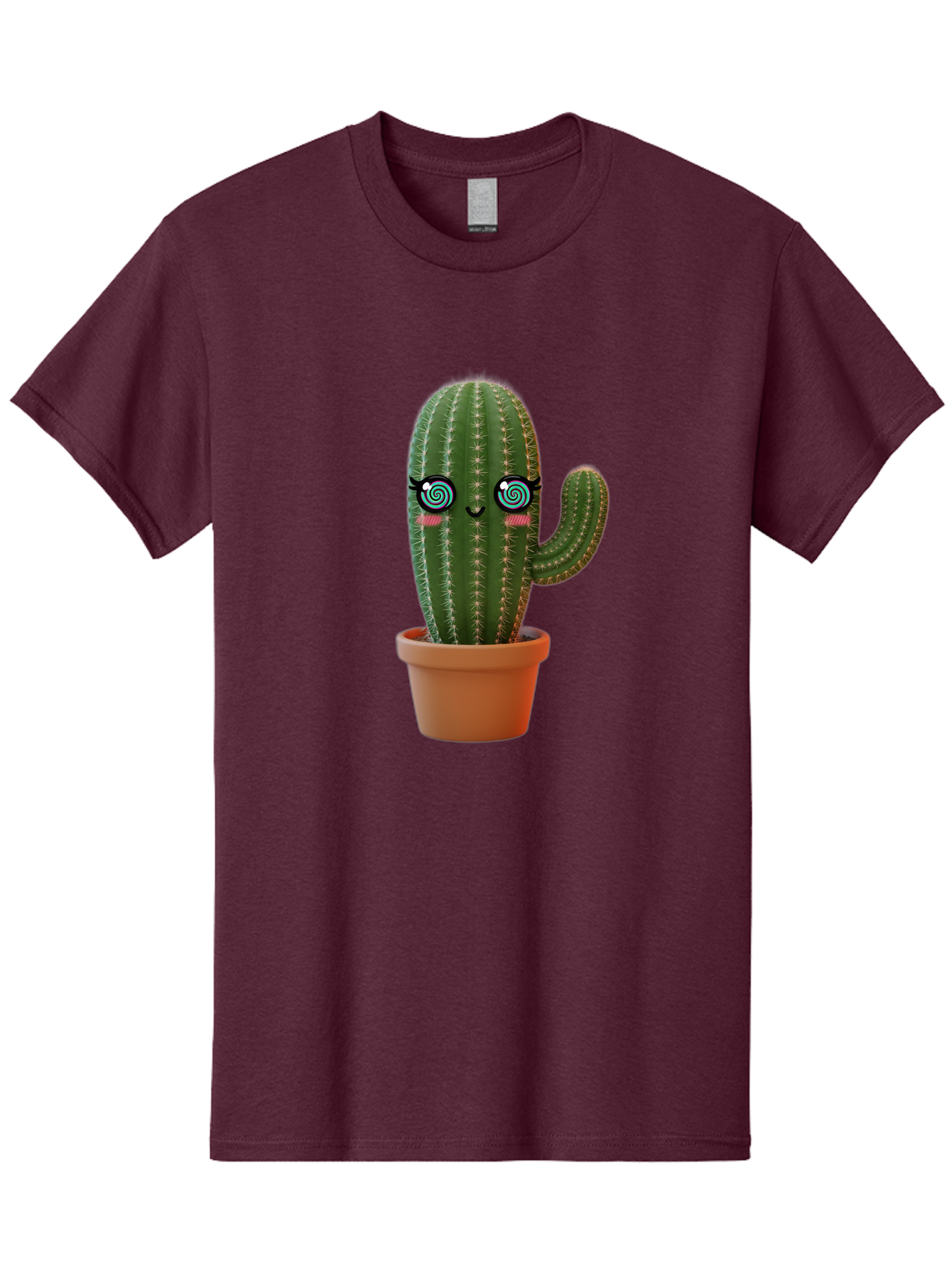 Cactus-Girl Men'S Graphic Tee, 100% Cotton, Comfortable Casual Summer Wear, Machine Washable, Cartoon Cactus, Potted Plant, Kawaii Character, Cacti, Succulent, Digital Art, Quirky Design, Cute Illustration, Fun Home Decor Bac742