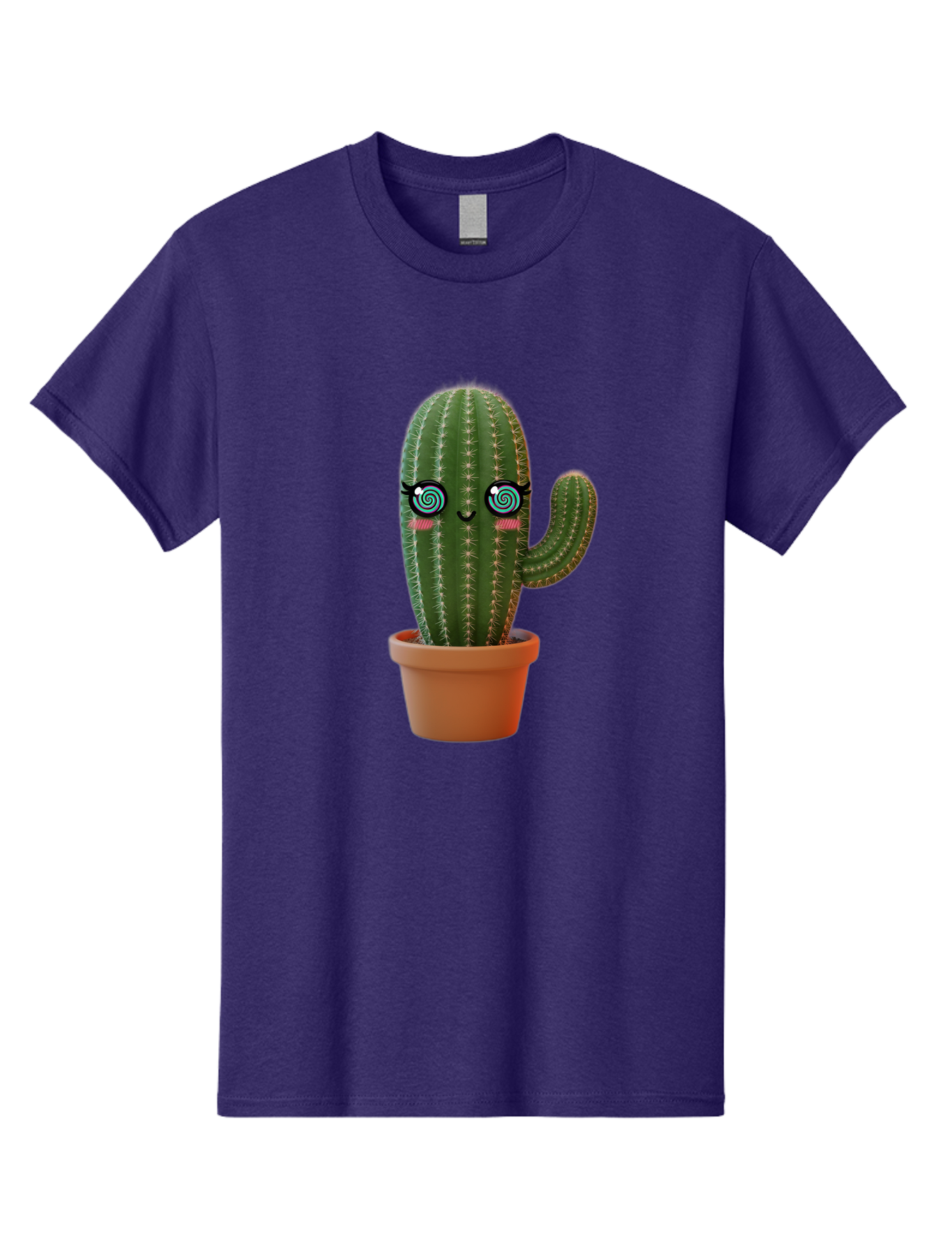 Cactus-Girl Men'S Graphic Tee, 100% Cotton, Comfortable Casual Summer Wear, Machine Washable, Cartoon Cactus, Potted Plant, Kawaii Character, Cacti, Succulent, Digital Art, Quirky Design, Cute Illustration, Fun Home Decor Bac742