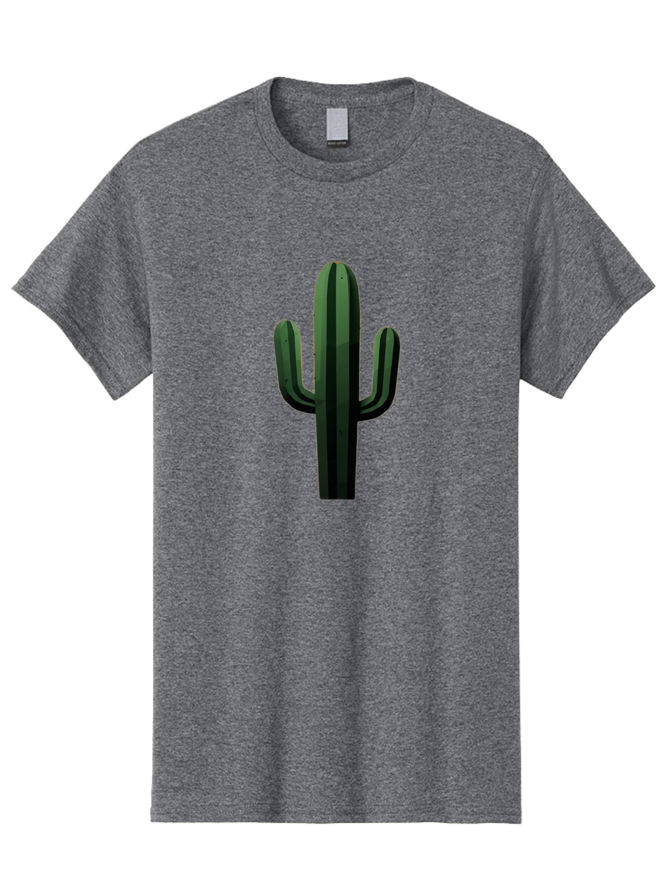 Cactus-Illustration Men'S Graphic Tee, 100% Cotton, Comfortable Casual Summer Wear, Machine Washable, Saguaro Cactus, Desert Plant, Cactus Illustration, Cartoon Cactus, Green Cactus, Simple Design, Minimalist Art Bac743