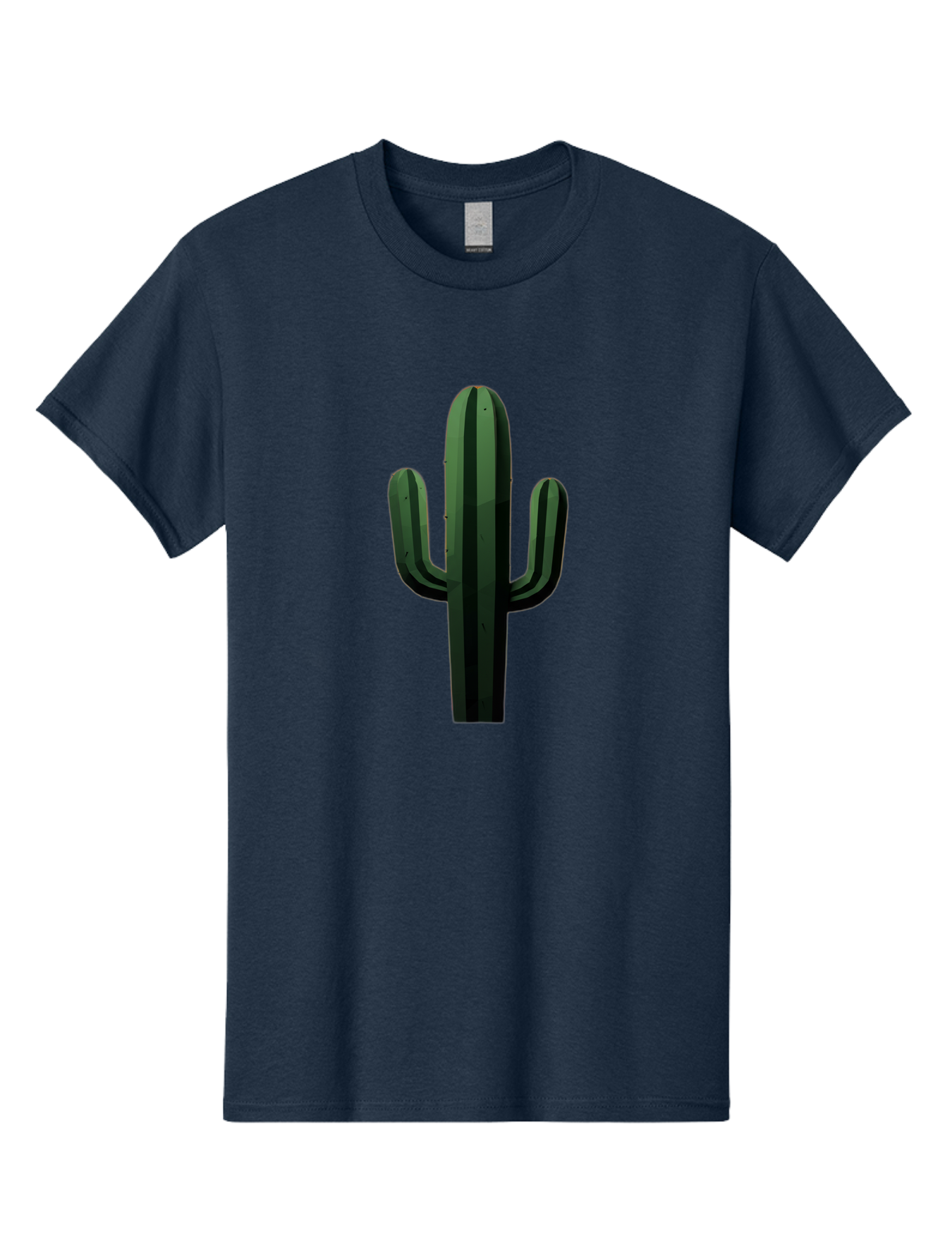 Cactus-Illustration Men'S Graphic Tee, 100% Cotton, Comfortable Casual Summer Wear, Machine Washable, Saguaro Cactus, Desert Plant, Cactus Illustration, Cartoon Cactus, Green Cactus, Simple Design, Minimalist Art Bac743
