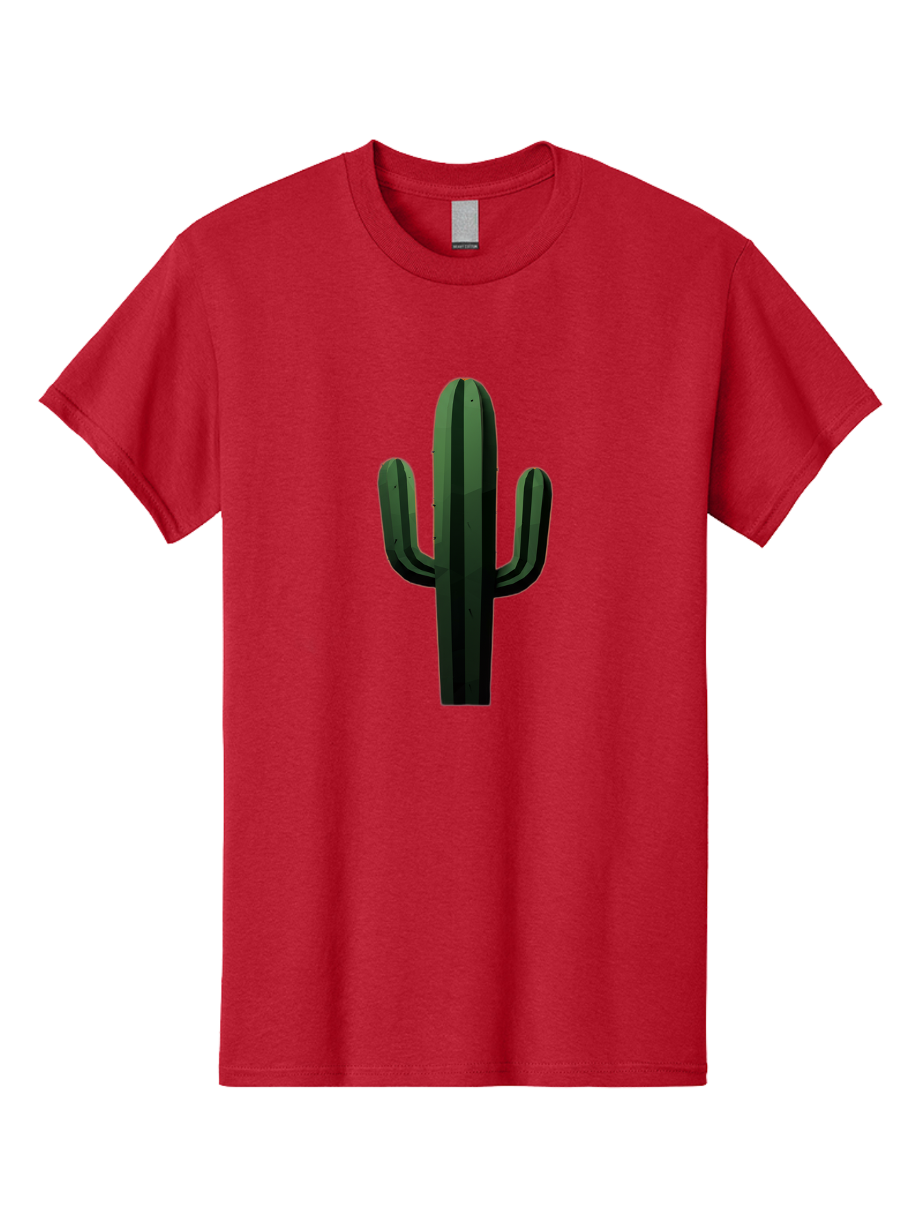 Cactus-Illustration Men'S Graphic Tee, 100% Cotton, Comfortable Casual Summer Wear, Machine Washable, Saguaro Cactus, Desert Plant, Cactus Illustration, Cartoon Cactus, Green Cactus, Simple Design, Minimalist Art Bac743