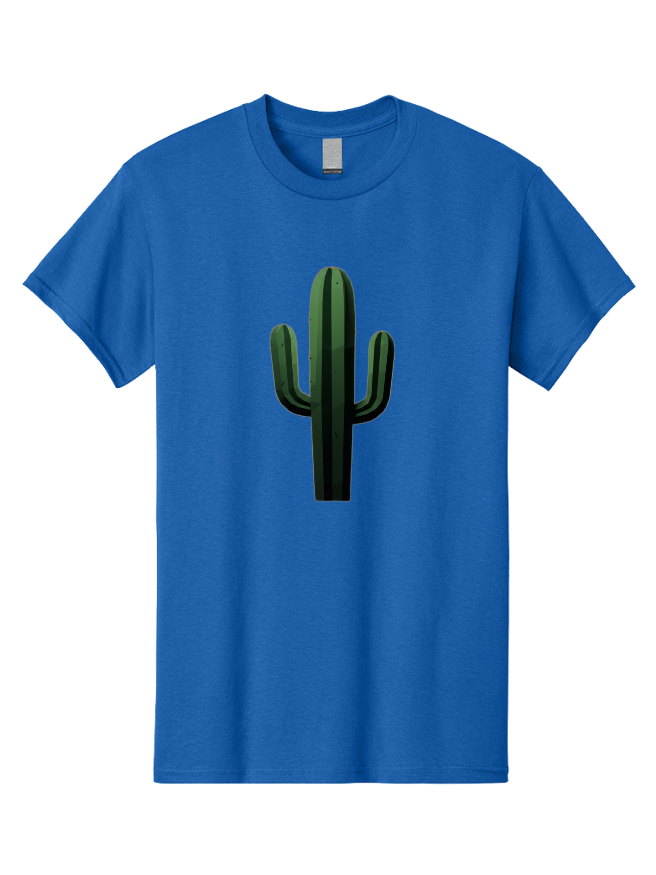 Cactus-Illustration Men'S Graphic Tee, 100% Cotton, Comfortable Casual Summer Wear, Machine Washable, Saguaro Cactus, Desert Plant, Cactus Illustration, Cartoon Cactus, Green Cactus, Simple Design, Minimalist Art Bac743