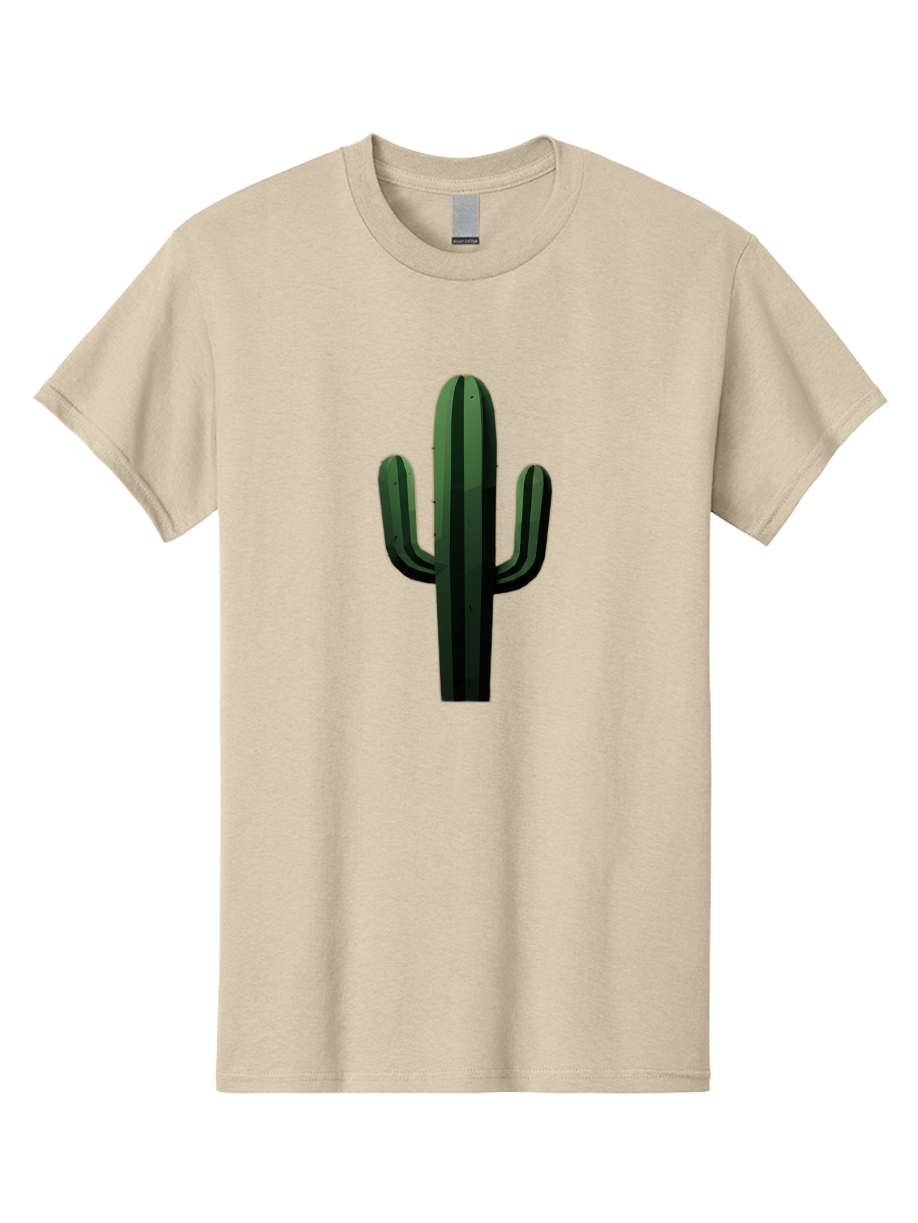 Cactus-Illustration Men'S Graphic Tee, 100% Cotton, Comfortable Casual Summer Wear, Machine Washable, Saguaro Cactus, Desert Plant, Cactus Illustration, Cartoon Cactus, Green Cactus, Simple Design, Minimalist Art Bac743