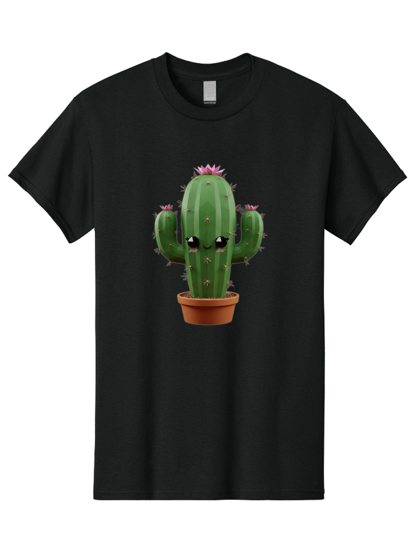Cactus-In-Pot-3 Men'S Graphic Tee, 100% Cotton, Comfortable Casual Summer Wear, Machine Washable, Cartoon Cactus, Potted Cactus, Cool Cactus, Cactus With Sunglasses, Quirky Plant, Humorous Illustration, Flower Blooming Cactus, Bac746