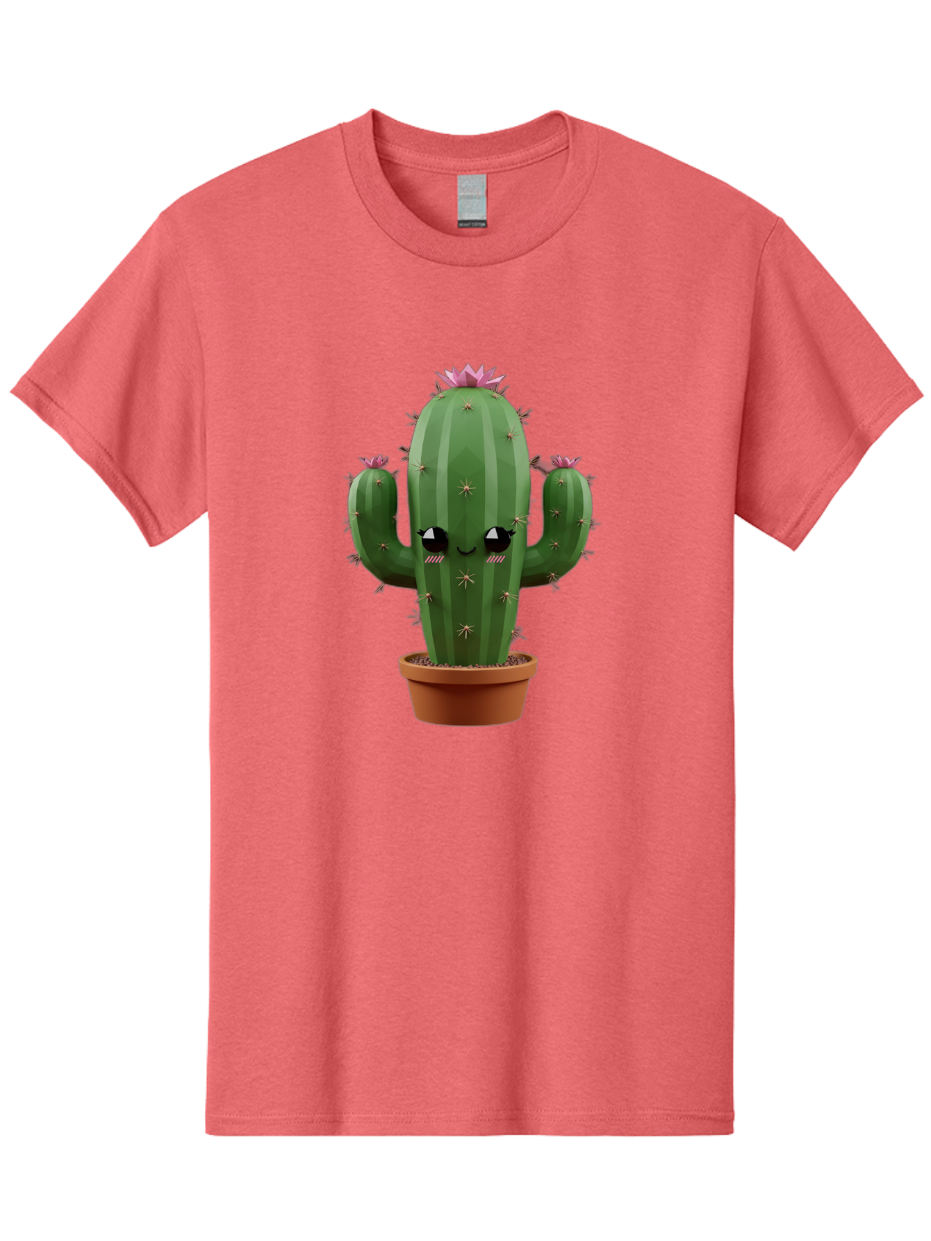 Cactus-In-Pot-3 Men'S Graphic Tee, 100% Cotton, Comfortable Casual Summer Wear, Machine Washable, Cartoon Cactus, Potted Cactus, Cool Cactus, Cactus With Sunglasses, Quirky Plant, Humorous Illustration, Flower Blooming Cactus, Bac746
