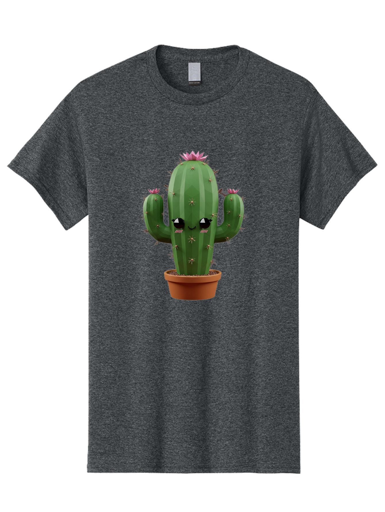 Cactus-In-Pot-3 Men'S Graphic Tee, 100% Cotton, Comfortable Casual Summer Wear, Machine Washable, Cartoon Cactus, Potted Cactus, Cool Cactus, Cactus With Sunglasses, Quirky Plant, Humorous Illustration, Flower Blooming Cactus, Bac746