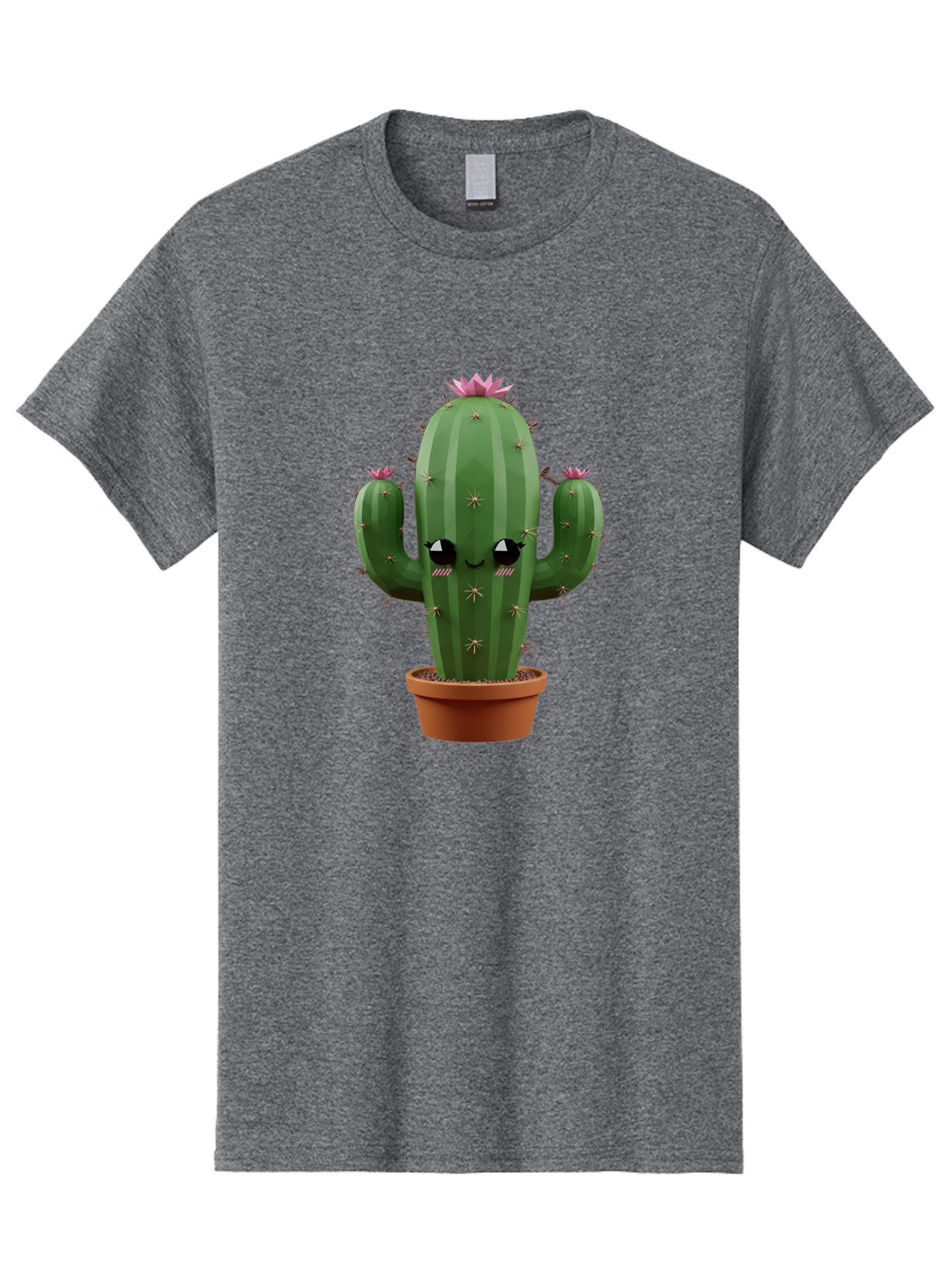 Cactus-In-Pot-3 Men'S Graphic Tee, 100% Cotton, Comfortable Casual Summer Wear, Machine Washable, Cartoon Cactus, Potted Cactus, Cool Cactus, Cactus With Sunglasses, Quirky Plant, Humorous Illustration, Flower Blooming Cactus, Bac746
