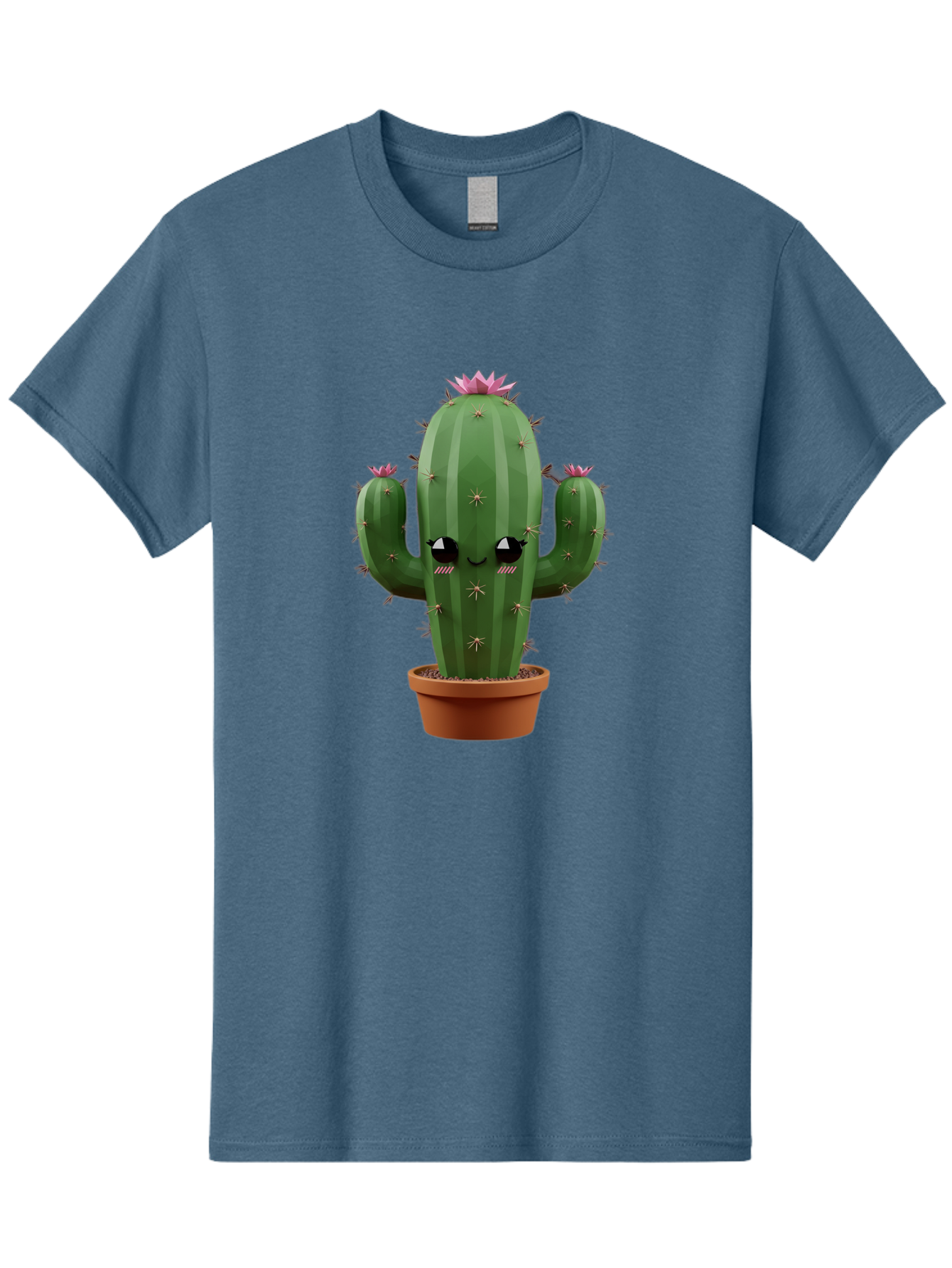Cactus-In-Pot-3 Men'S Graphic Tee, 100% Cotton, Comfortable Casual Summer Wear, Machine Washable, Cartoon Cactus, Potted Cactus, Cool Cactus, Cactus With Sunglasses, Quirky Plant, Humorous Illustration, Flower Blooming Cactus, Bac746