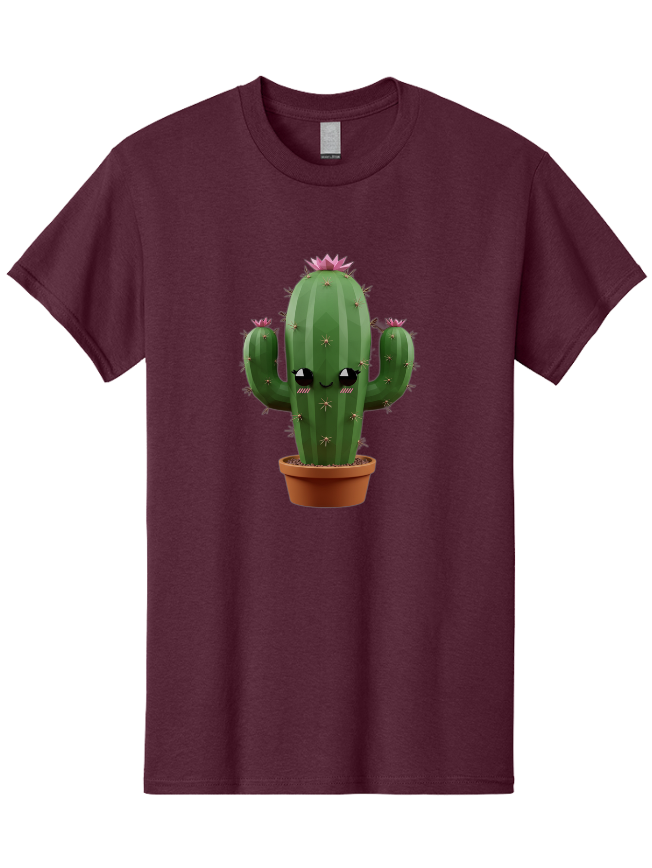Cactus-In-Pot-3 Men'S Graphic Tee, 100% Cotton, Comfortable Casual Summer Wear, Machine Washable, Cartoon Cactus, Potted Cactus, Cool Cactus, Cactus With Sunglasses, Quirky Plant, Humorous Illustration, Flower Blooming Cactus, Bac746