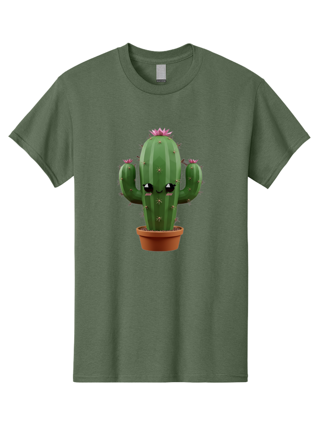 Cactus-In-Pot-3 Men'S Graphic Tee, 100% Cotton, Comfortable Casual Summer Wear, Machine Washable, Cartoon Cactus, Potted Cactus, Cool Cactus, Cactus With Sunglasses, Quirky Plant, Humorous Illustration, Flower Blooming Cactus, Bac746