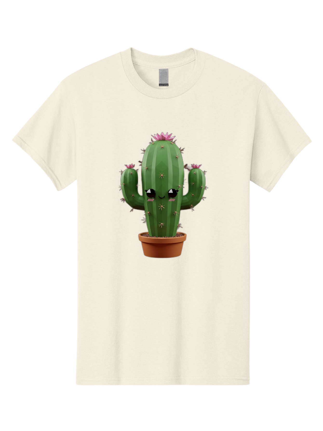 Cactus-In-Pot-3 Men'S Graphic Tee, 100% Cotton, Comfortable Casual Summer Wear, Machine Washable, Cartoon Cactus, Potted Cactus, Cool Cactus, Cactus With Sunglasses, Quirky Plant, Humorous Illustration, Flower Blooming Cactus, Bac746
