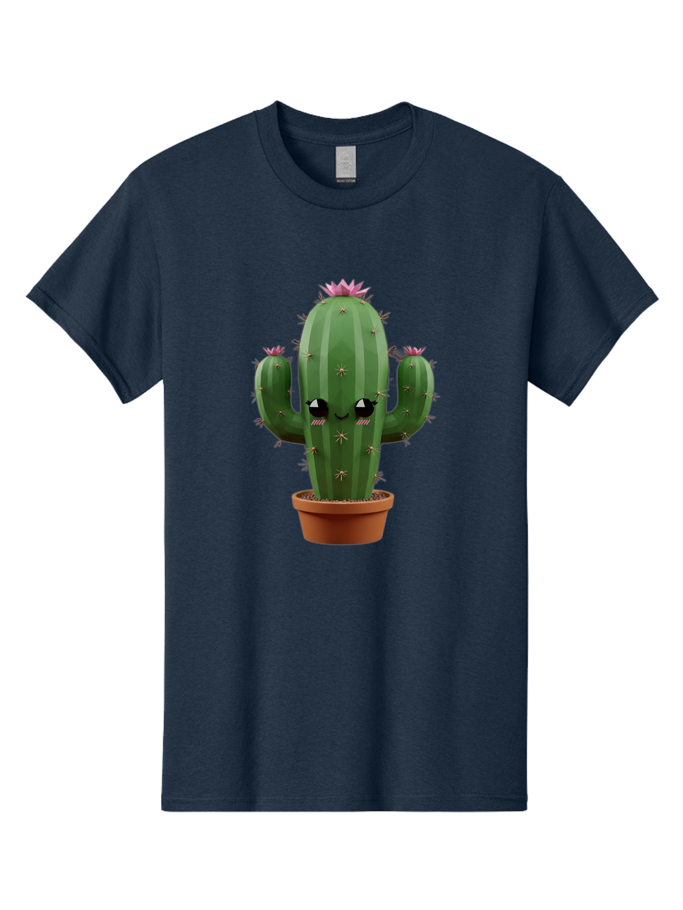 Cactus-In-Pot-3 Men'S Graphic Tee, 100% Cotton, Comfortable Casual Summer Wear, Machine Washable, Cartoon Cactus, Potted Cactus, Cool Cactus, Cactus With Sunglasses, Quirky Plant, Humorous Illustration, Flower Blooming Cactus, Bac746