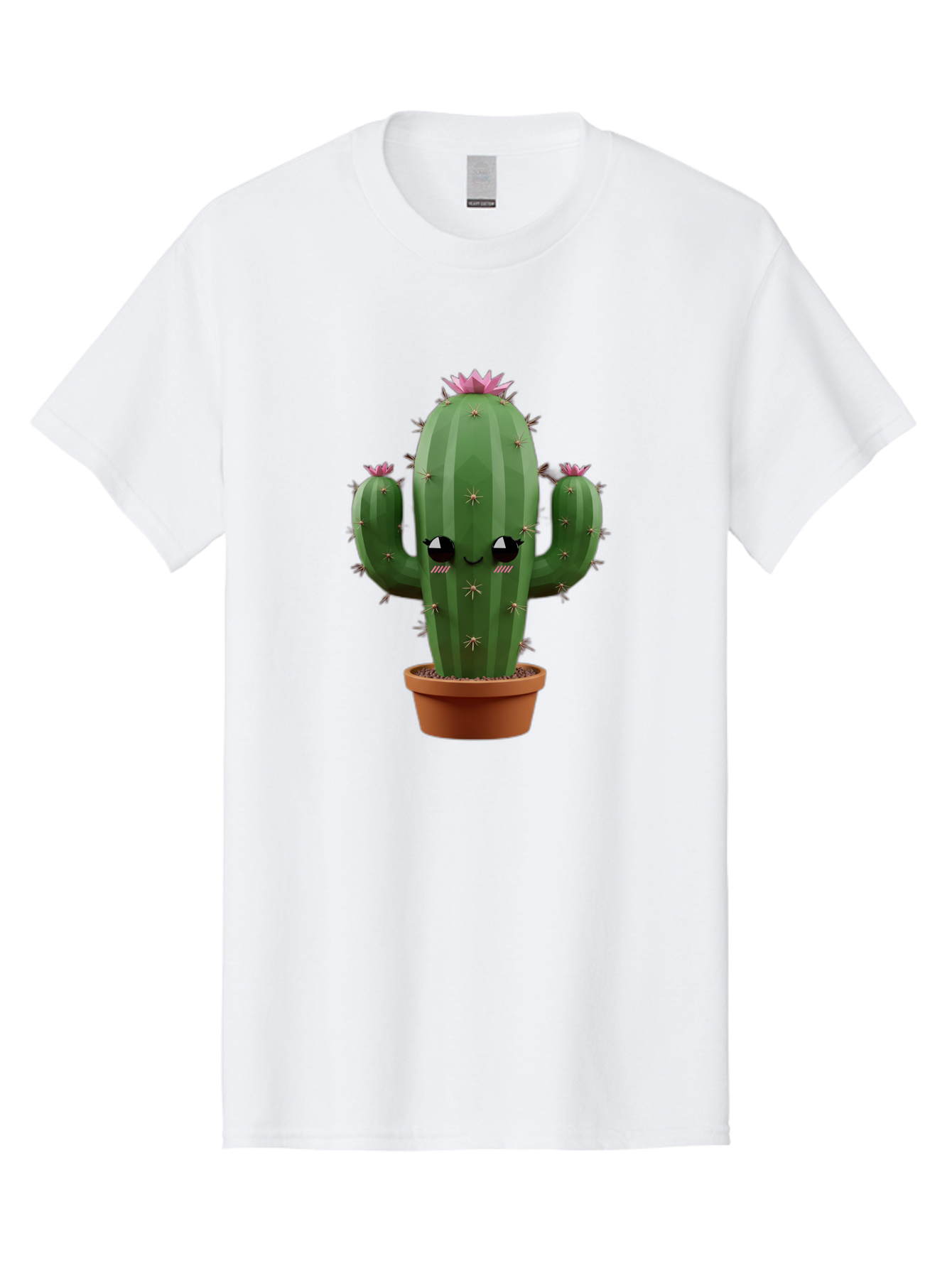 Cactus-In-Pot-3 Men'S Graphic Tee, 100% Cotton, Comfortable Casual Summer Wear, Machine Washable, Cartoon Cactus, Potted Cactus, Cool Cactus, Cactus With Sunglasses, Quirky Plant, Humorous Illustration, Flower Blooming Cactus, Bac746
