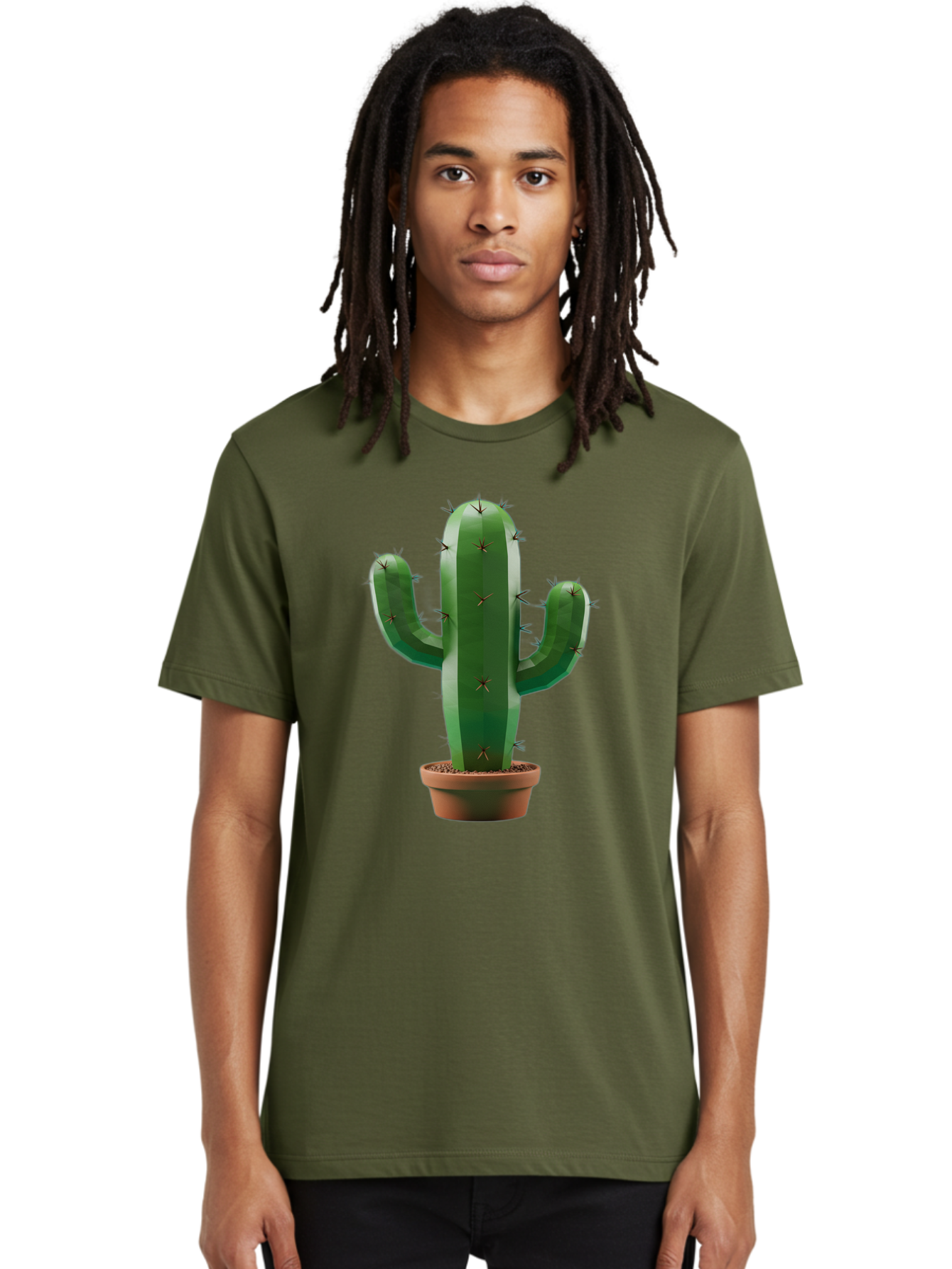 Cactus-In-Pot-4 Men'S Graphic Tee, 100% Cotton, Comfortable Casual Summer Wear, Machine Washable, Cactus In Pot, Spiky Succulent, Desert Plant, Indoor Decoration, Low-Maintenance Gardening, Houseplant, Potted Cactus Bac747
