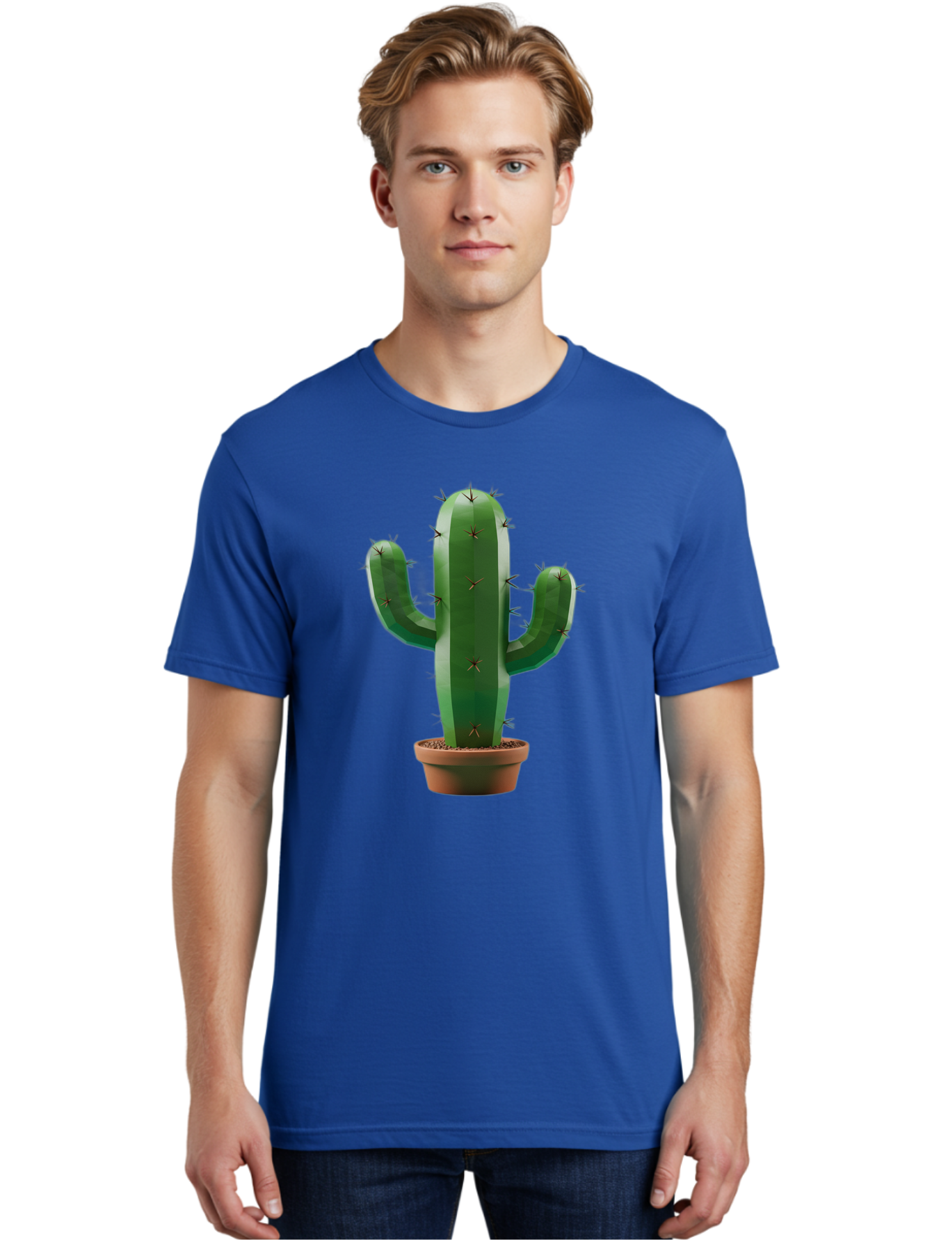 Cactus-In-Pot-4 Men'S Graphic Tee, 100% Cotton, Comfortable Casual Summer Wear, Machine Washable, Cactus In Pot, Spiky Succulent, Desert Plant, Indoor Decoration, Low-Maintenance Gardening, Houseplant, Potted Cactus Bac747
