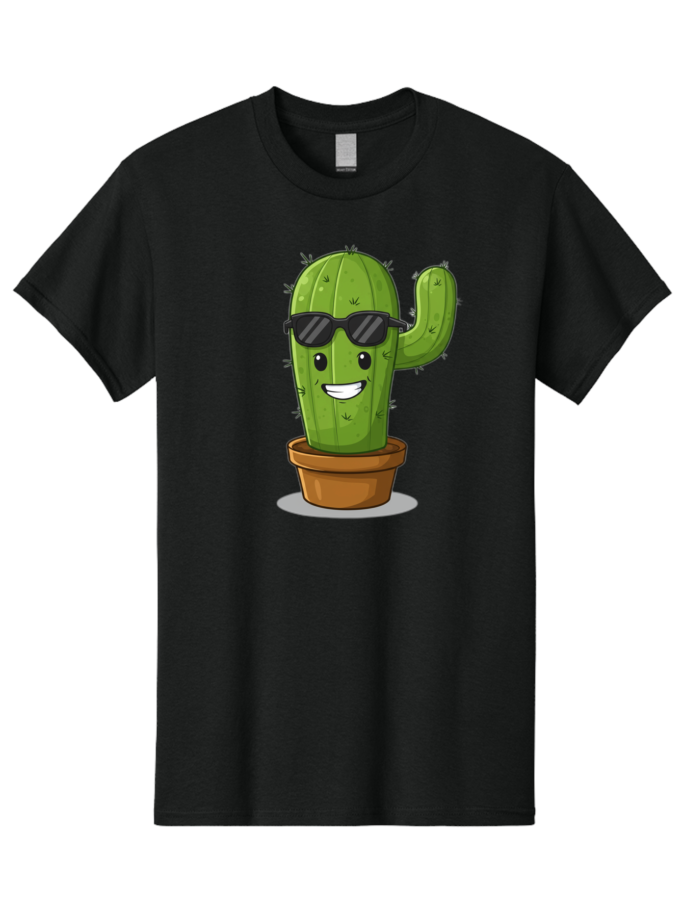 Cactus-In-Shades Men'S Graphic Tee, 100% Cotton, Comfortable Casual Summer Wear, Machine Washable, Cartoon Cactus, Cactus Character, Sunglasses, Potted Plant, Quirky Design, Fun Illustration, Desert Plant, Cool Cactus, Happy Face Bac749