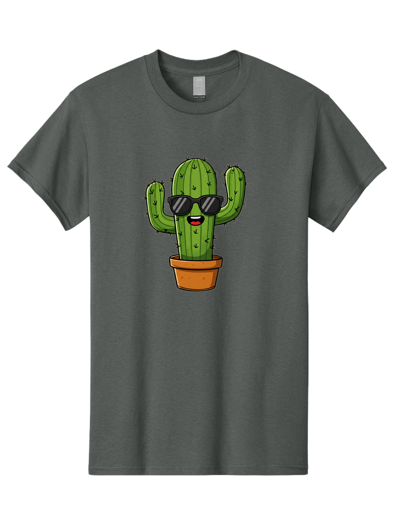 Cactus-In-Sunglasses-1 Men'S Graphic Tee, 100% Cotton, Comfortable Casual Summer Wear, Machine Washable, Cartoon Cactus, Pot, Sunglasses, Happy Face, Spiky Texture, Trendy Decor, Quirky Charm, Fun Design, Humorous Vibe, Cool Cactus, Bac751