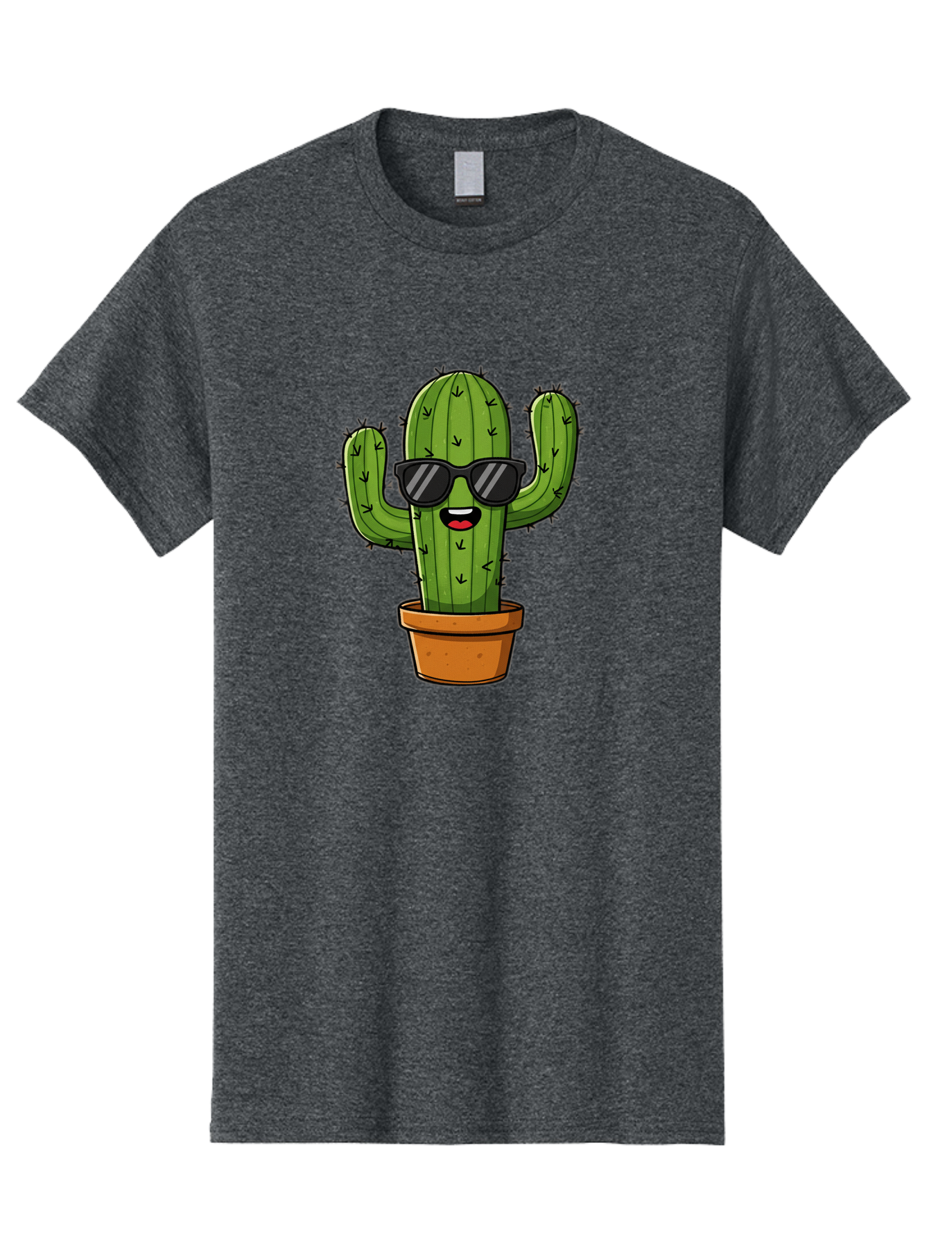 Cactus-In-Sunglasses-1 Men'S Graphic Tee, 100% Cotton, Comfortable Casual Summer Wear, Machine Washable, Cartoon Cactus, Pot, Sunglasses, Happy Face, Spiky Texture, Trendy Decor, Quirky Charm, Fun Design, Humorous Vibe, Cool Cactus, Bac751