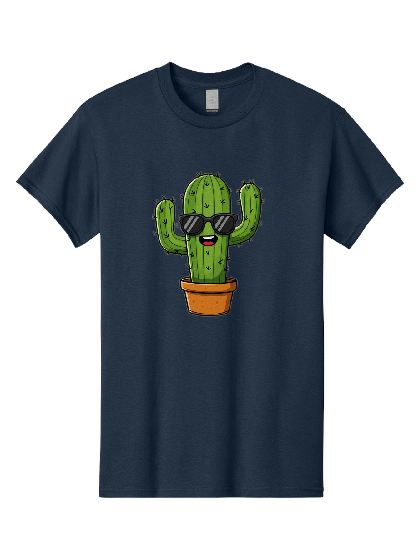 Cactus-In-Sunglasses-1 Men'S Graphic Tee, 100% Cotton, Comfortable Casual Summer Wear, Machine Washable, Cartoon Cactus, Pot, Sunglasses, Happy Face, Spiky Texture, Trendy Decor, Quirky Charm, Fun Design, Humorous Vibe, Cool Cactus, Bac751