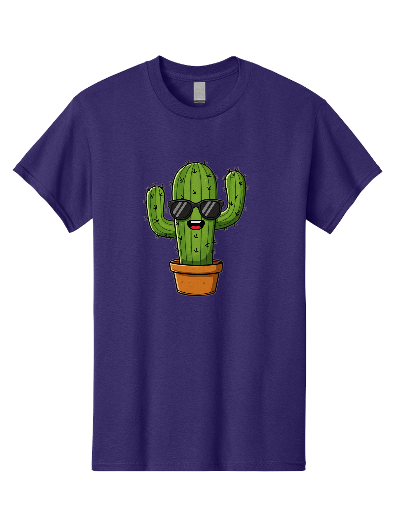 Cactus-In-Sunglasses-1 Men'S Graphic Tee, 100% Cotton, Comfortable Casual Summer Wear, Machine Washable, Cartoon Cactus, Pot, Sunglasses, Happy Face, Spiky Texture, Trendy Decor, Quirky Charm, Fun Design, Humorous Vibe, Cool Cactus, Bac751