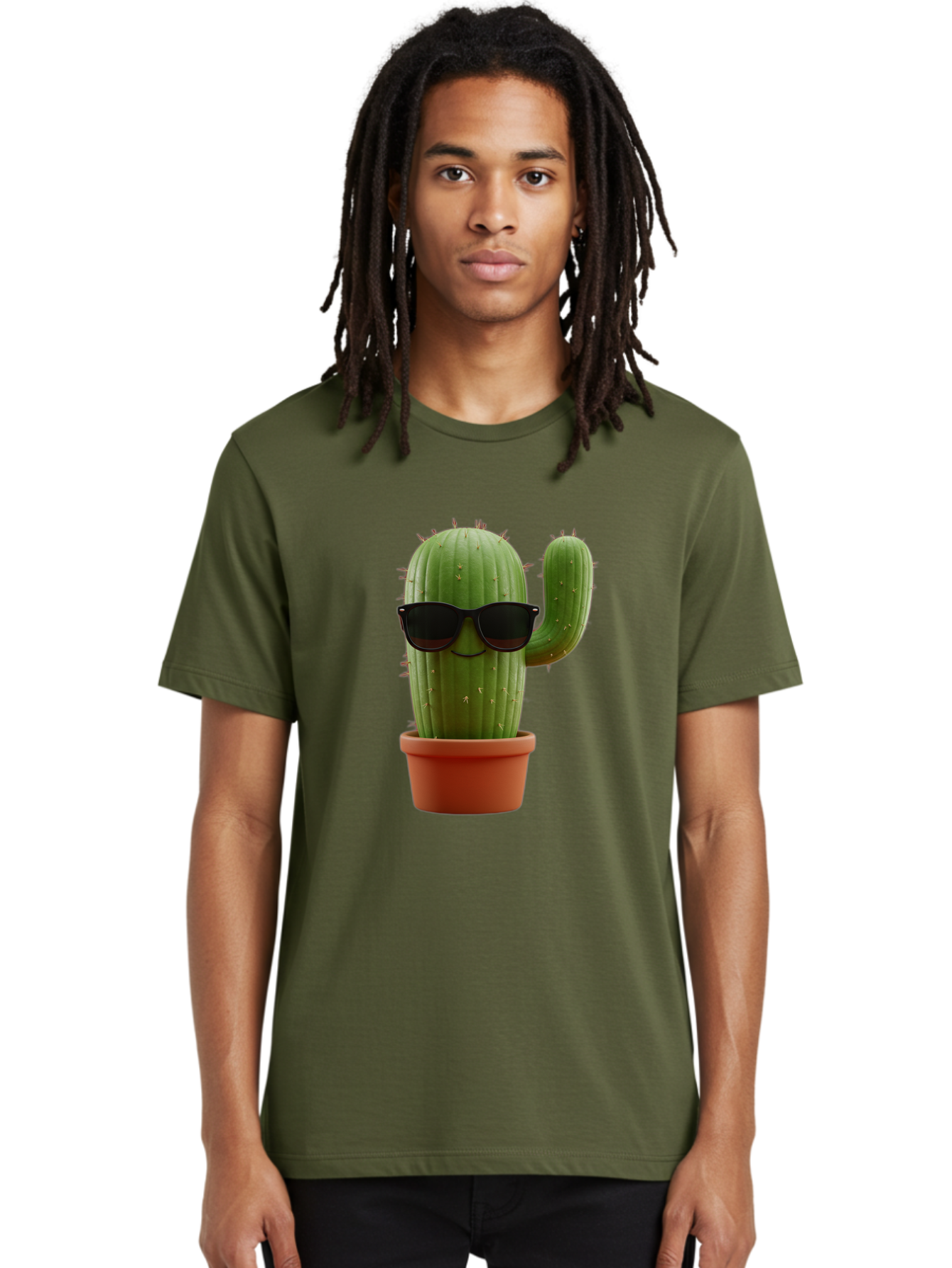 Cactus-Sunglasses Men'S Graphic Tee, 100% Cotton, Comfortable Casual Summer Wear, Machine Washable, Cactus Wearing Sunglasses, Potted Cactus, Cool Cactus, Trendy Plant, Cactus With Shades, Funny Cactus, Modern Decor, Quirky Decoration Bac755