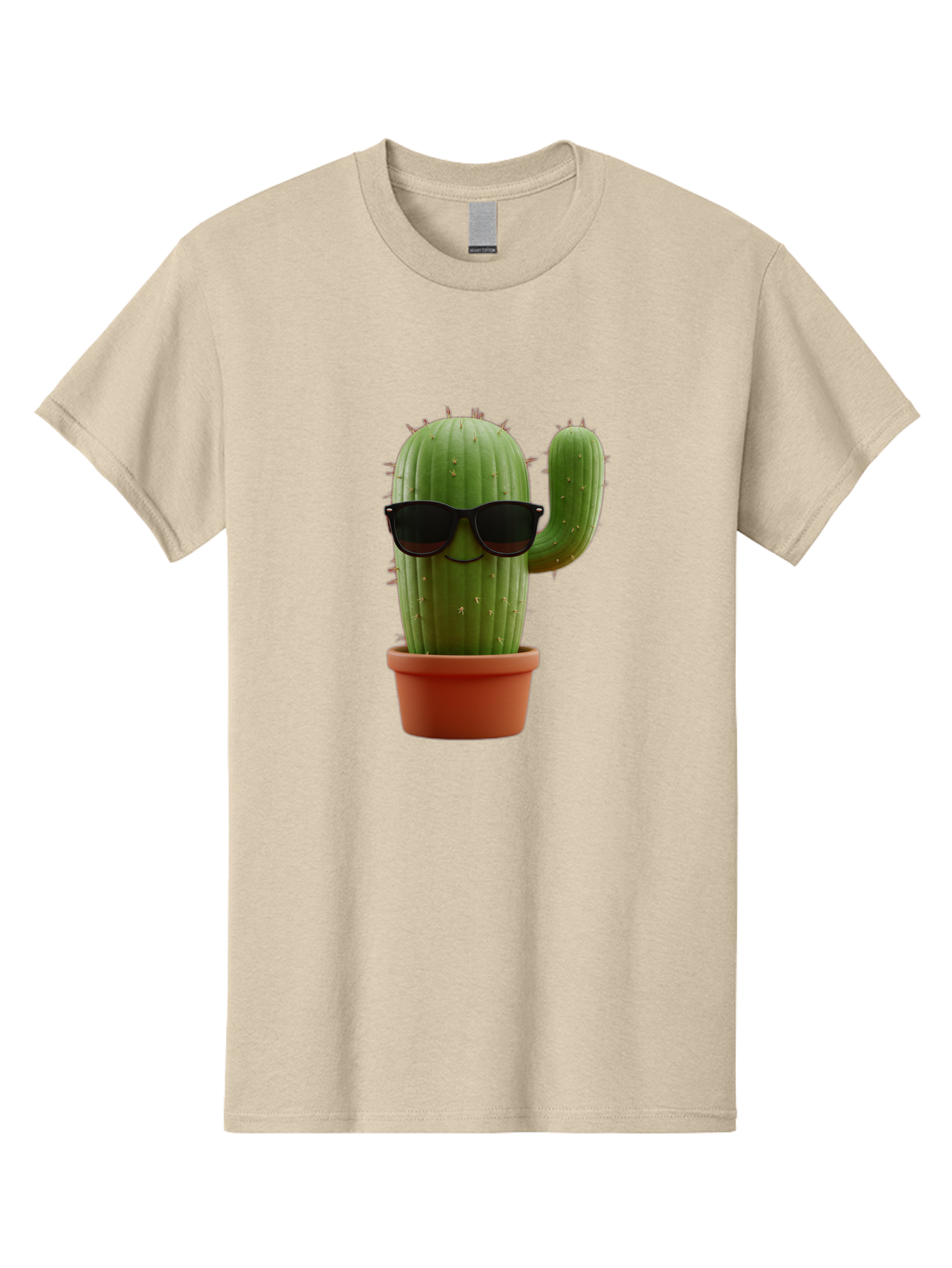 Cactus-Sunglasses Men'S Graphic Tee, 100% Cotton, Comfortable Casual Summer Wear, Machine Washable, Cactus Wearing Sunglasses, Potted Cactus, Cool Cactus, Trendy Plant, Cactus With Shades, Funny Cactus, Modern Decor, Quirky Decoration Bac755