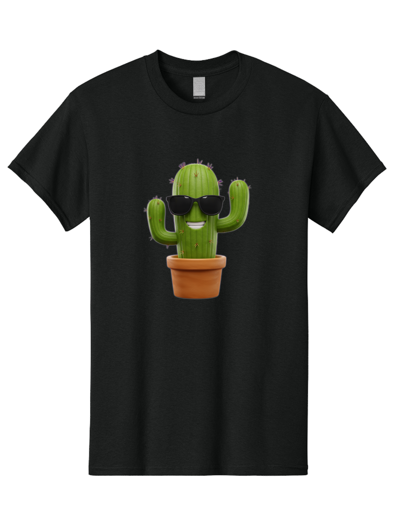 Cactus-Wearing-Sunglasses Men'S Graphic Tee, 100% Cotton, Comfortable Casual Summer Wear, Machine Washable, Cool Cactus, Cactus Wearing Sunglasses, Cartoon Cactus, Potted Plant, Quirky Character, Fun Design, Cute Plant, Fun Accessory, Bac758