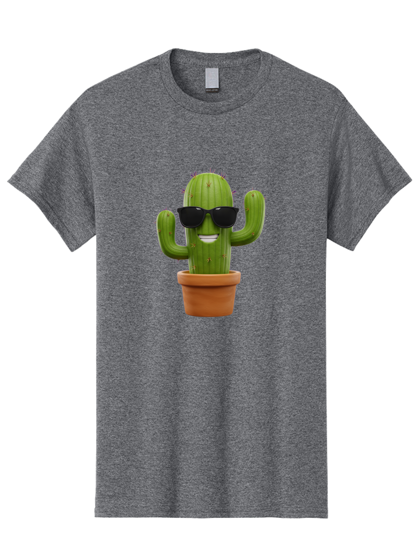 Cactus-Wearing-Sunglasses Men'S Graphic Tee, 100% Cotton, Comfortable Casual Summer Wear, Machine Washable, Cool Cactus, Cactus Wearing Sunglasses, Cartoon Cactus, Potted Plant, Quirky Character, Fun Design, Cute Plant, Fun Accessory, Bac758